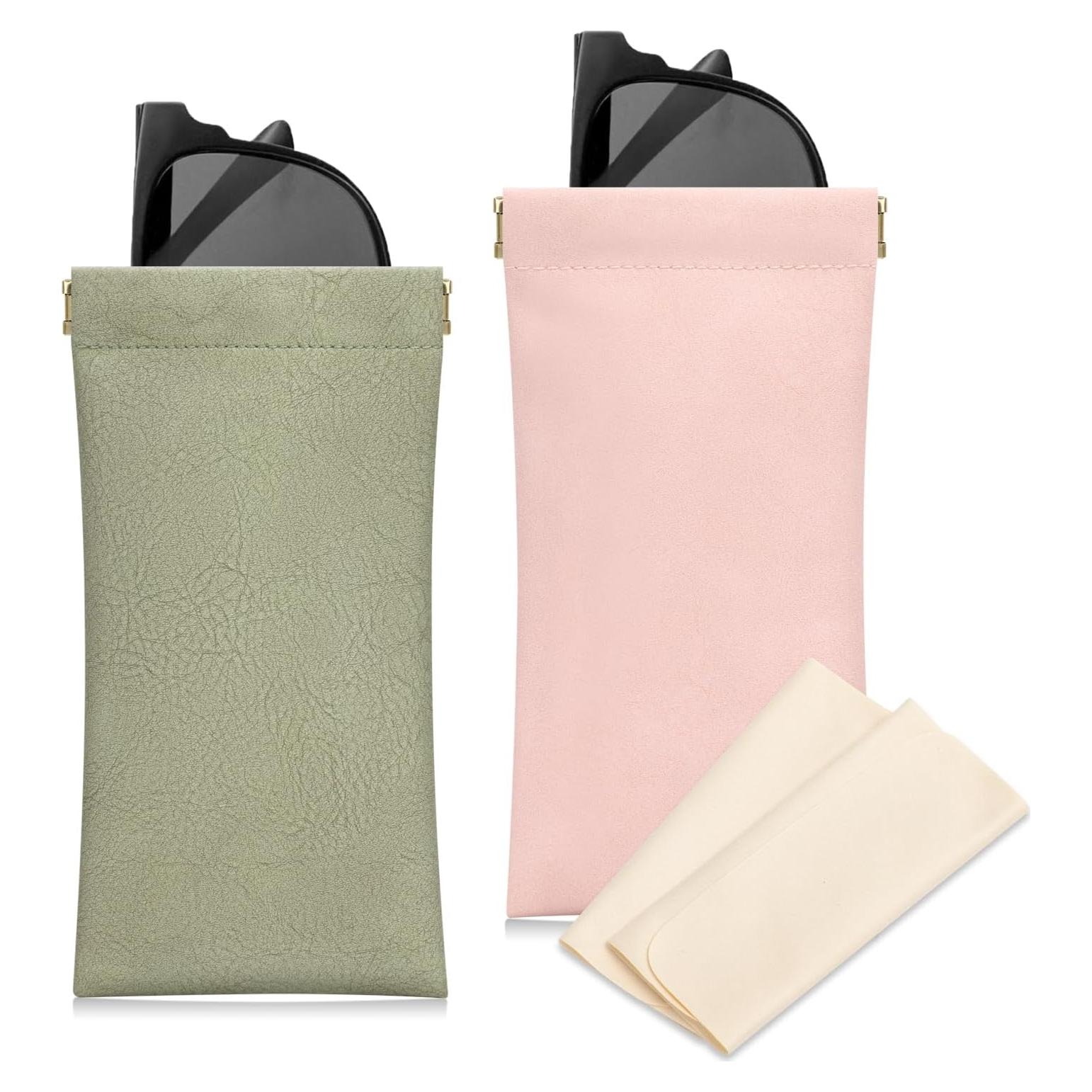 Estuche para Gafas Sightor 2 Pcs Cuero Impermeable Rosa Verde