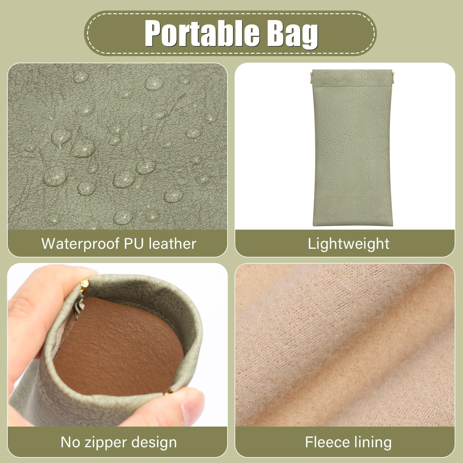 Estuche para Gafas Sightor 2 Pcs Cuero Impermeable Rosa Verde