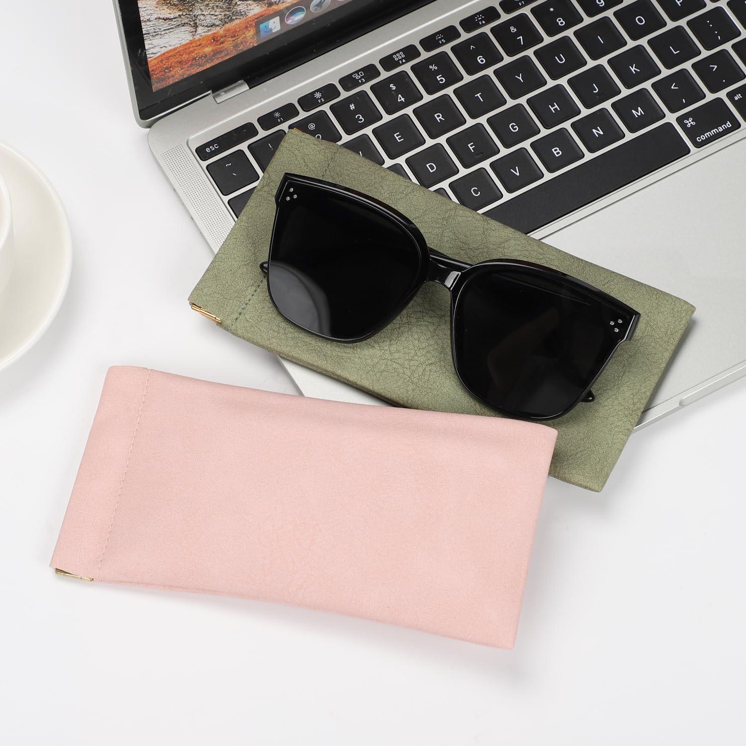 Estuche para Gafas Sightor 2 Pcs Cuero Impermeable Rosa Verde