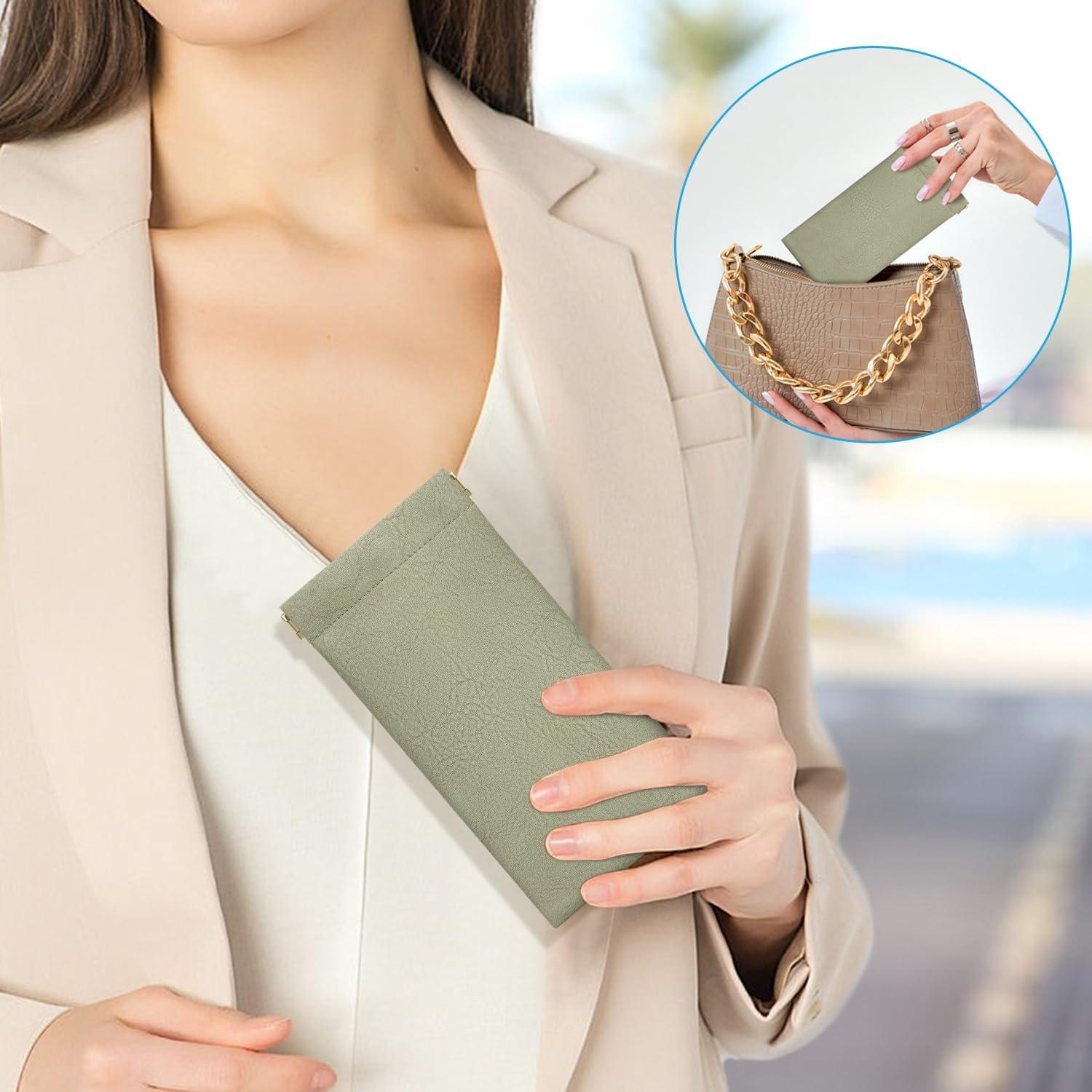 Estuche para Gafas Sightor 2 Pcs Cuero Impermeable Rosa Verde