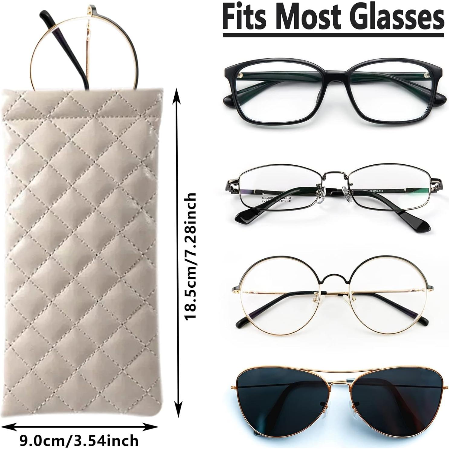 Estuche para Gafas 4 Pcs Cuero Suave con Paño de Limpieza