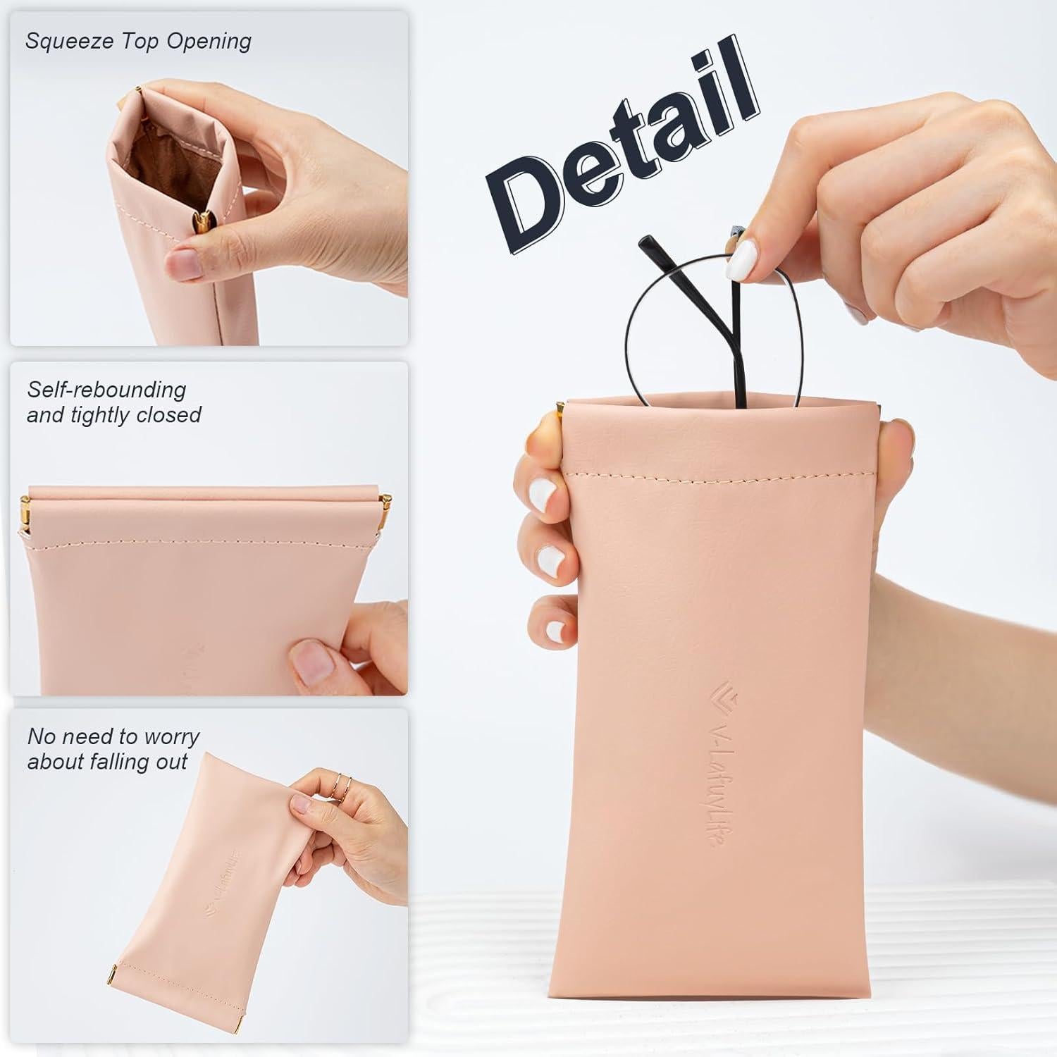 Estuche para Gafas Suave 2 Pack - Cuero PU Rosa Verde