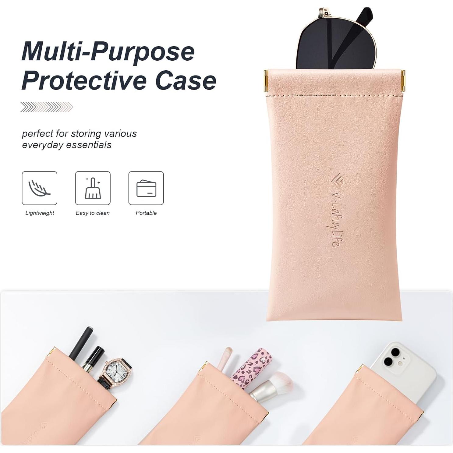 Estuche para Gafas Suave 2 Pack - Cuero PU Rosa Verde