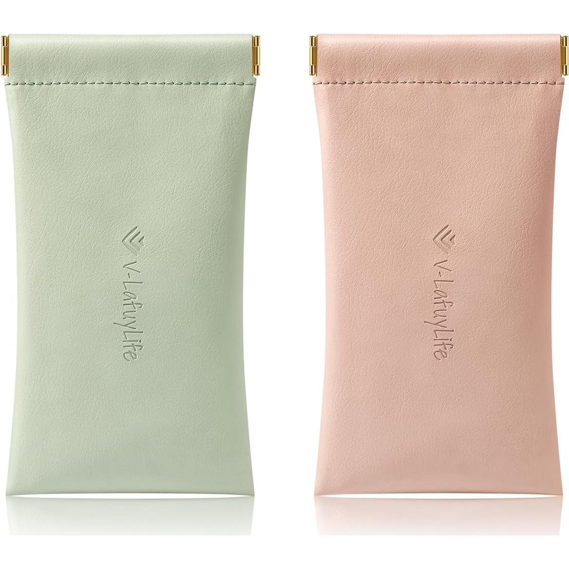 Estuche para Gafas Suave 2 Pack - Cuero PU Rosa Verde