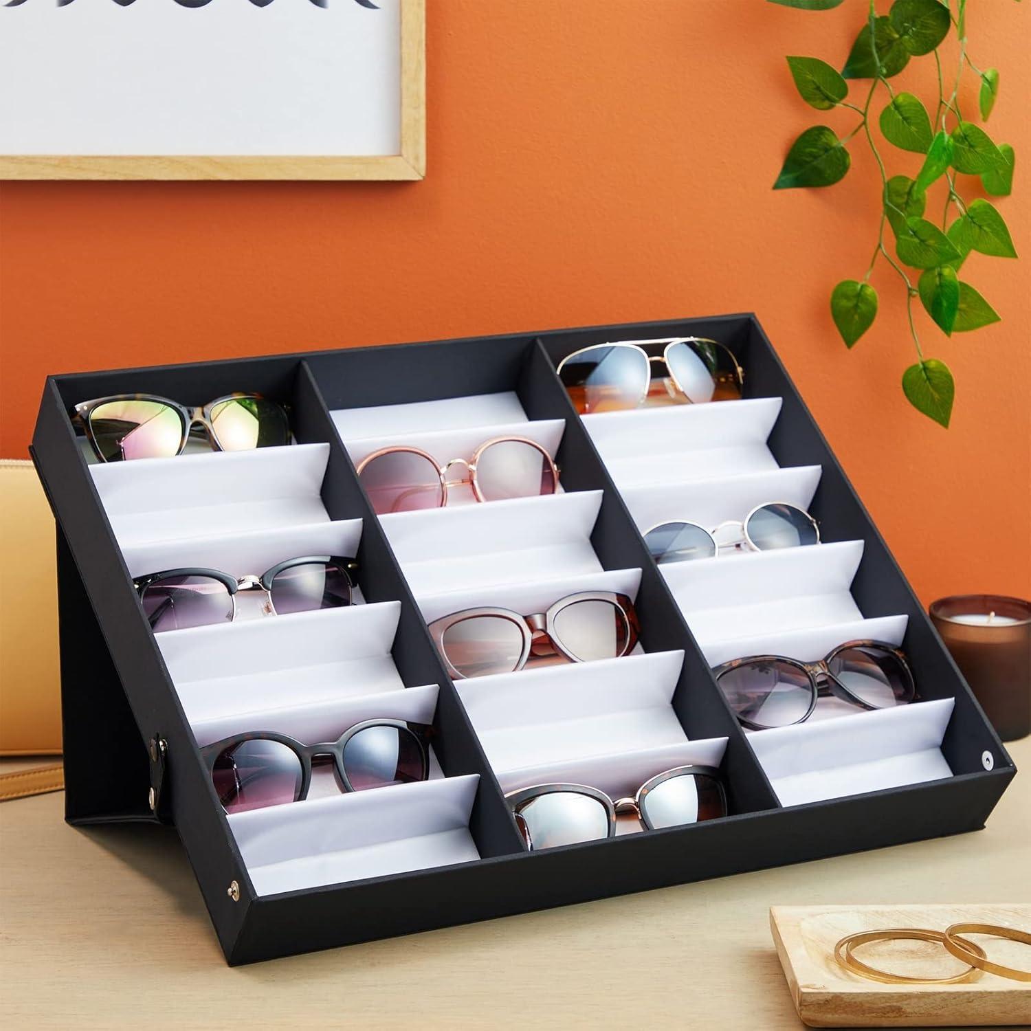 Organizador de Gafas Juvale 18 Compartimentos Negro 47x37.8cm