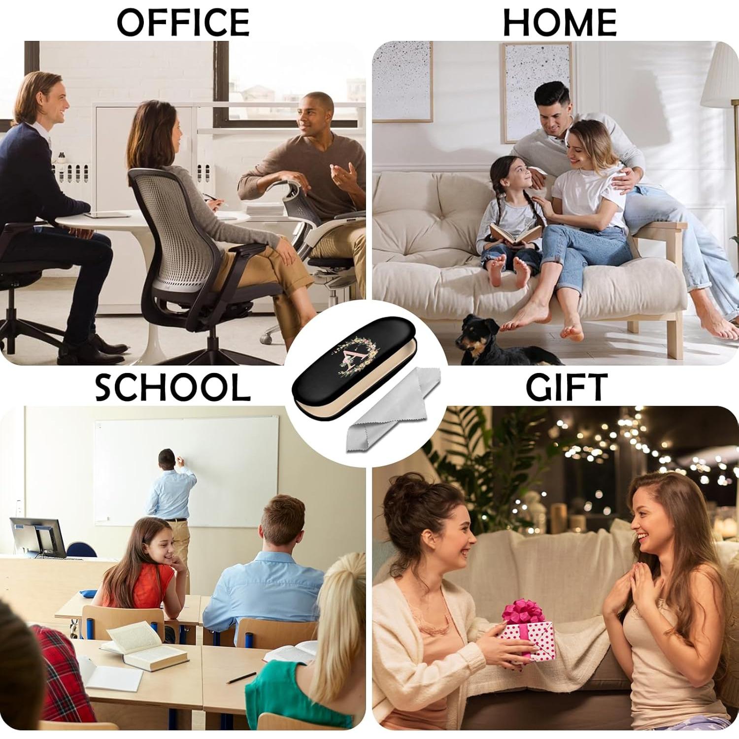 Estuche Duro para Gafas Cuero PU con Paño de Limpieza