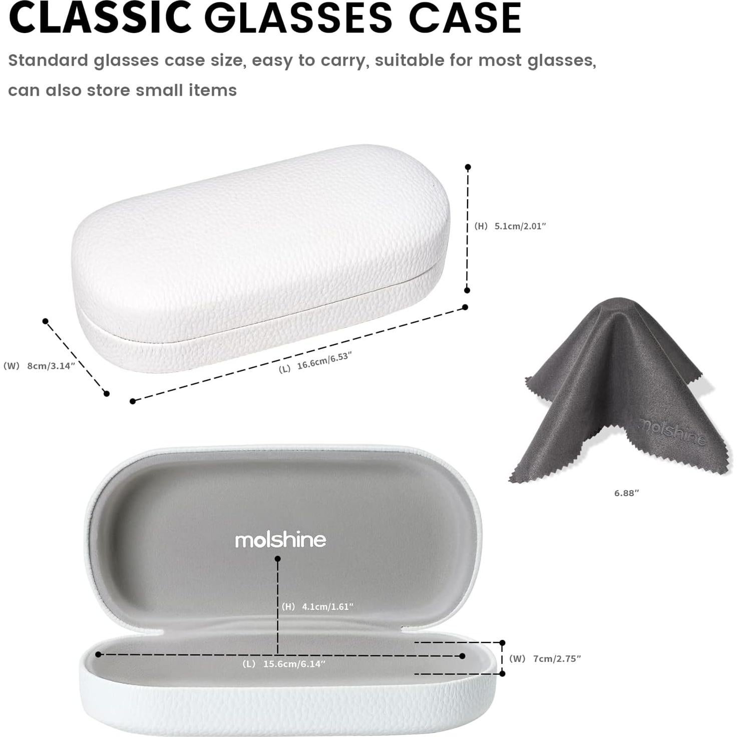 Molshine Funda Dura de Cuero para Gafas Unisex 15.6x7cm