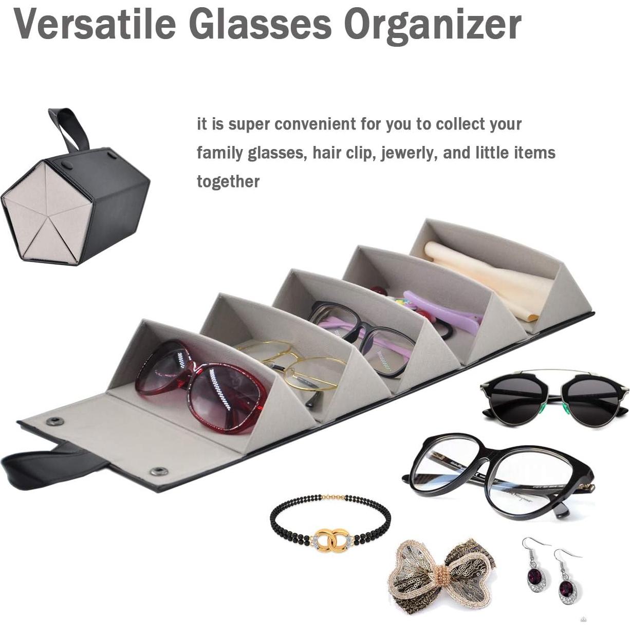 Organizador de Gafas Kenpal Plegable 5 Compartimentos Negro