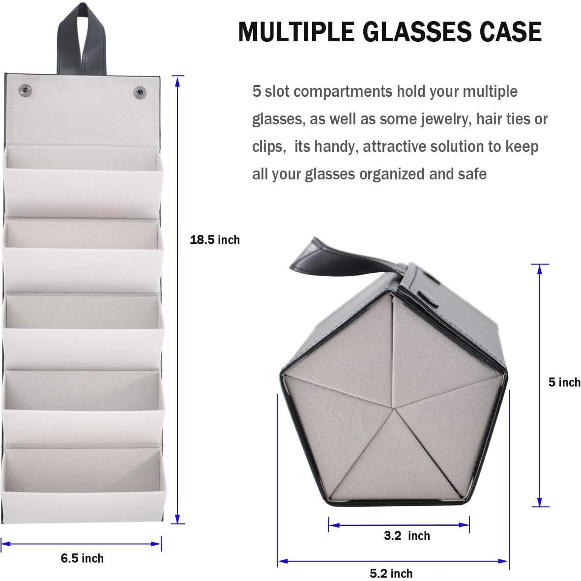 Organizador de Gafas Kenpal Plegable 5 Compartimentos Negro