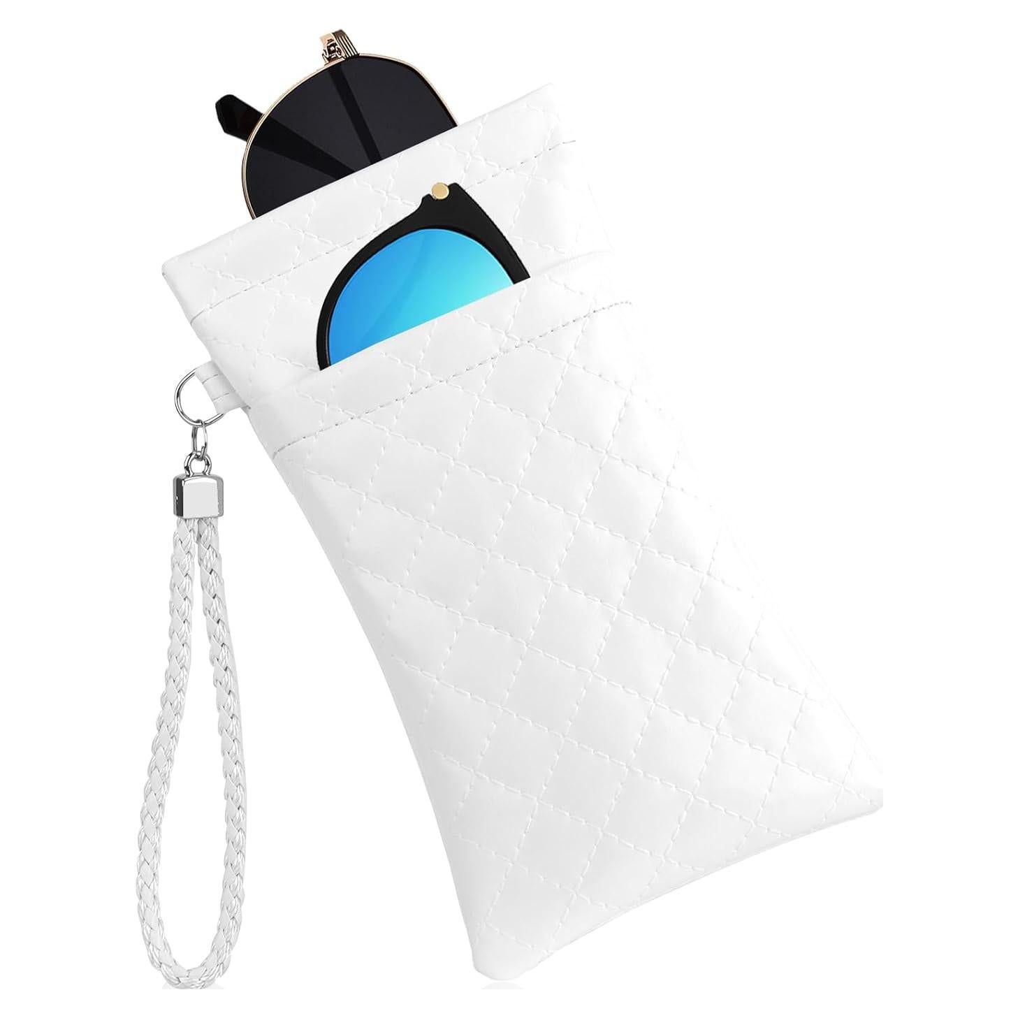 Estuche Doble para Gafas RayLove Cuero PU Blanco 18x9cm