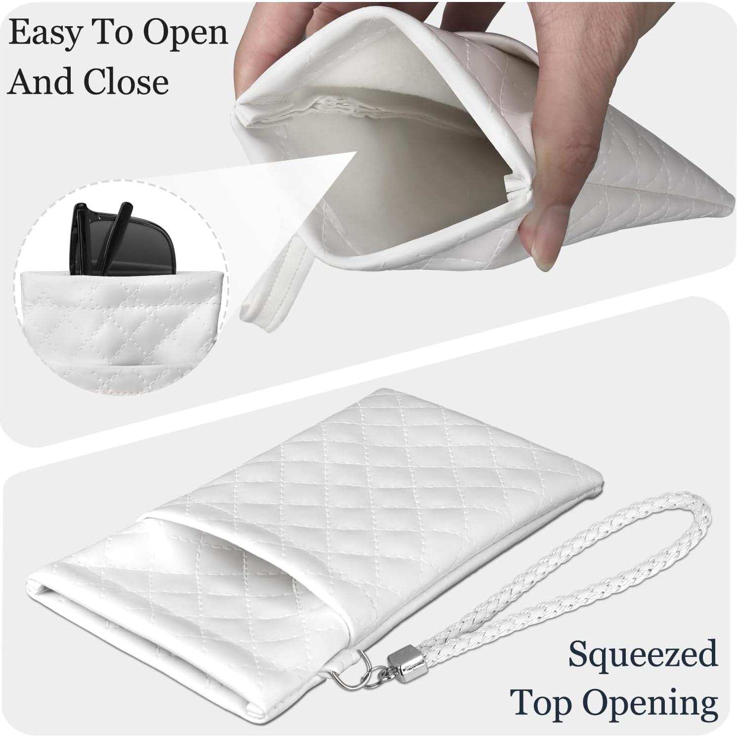 Estuche Doble para Gafas RayLove Cuero PU Blanco 18x9cm