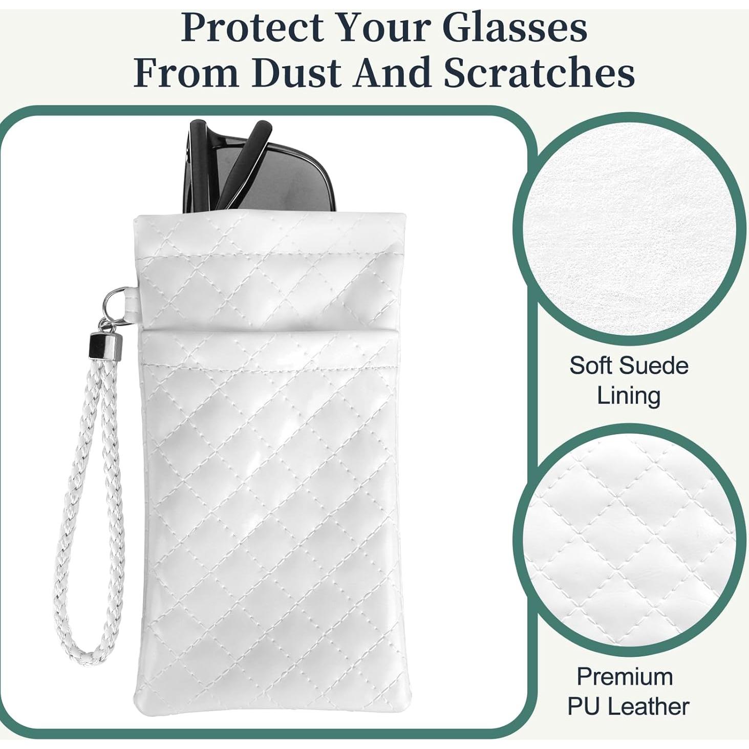 Estuche Doble para Gafas RayLove Cuero PU Blanco 18x9cm