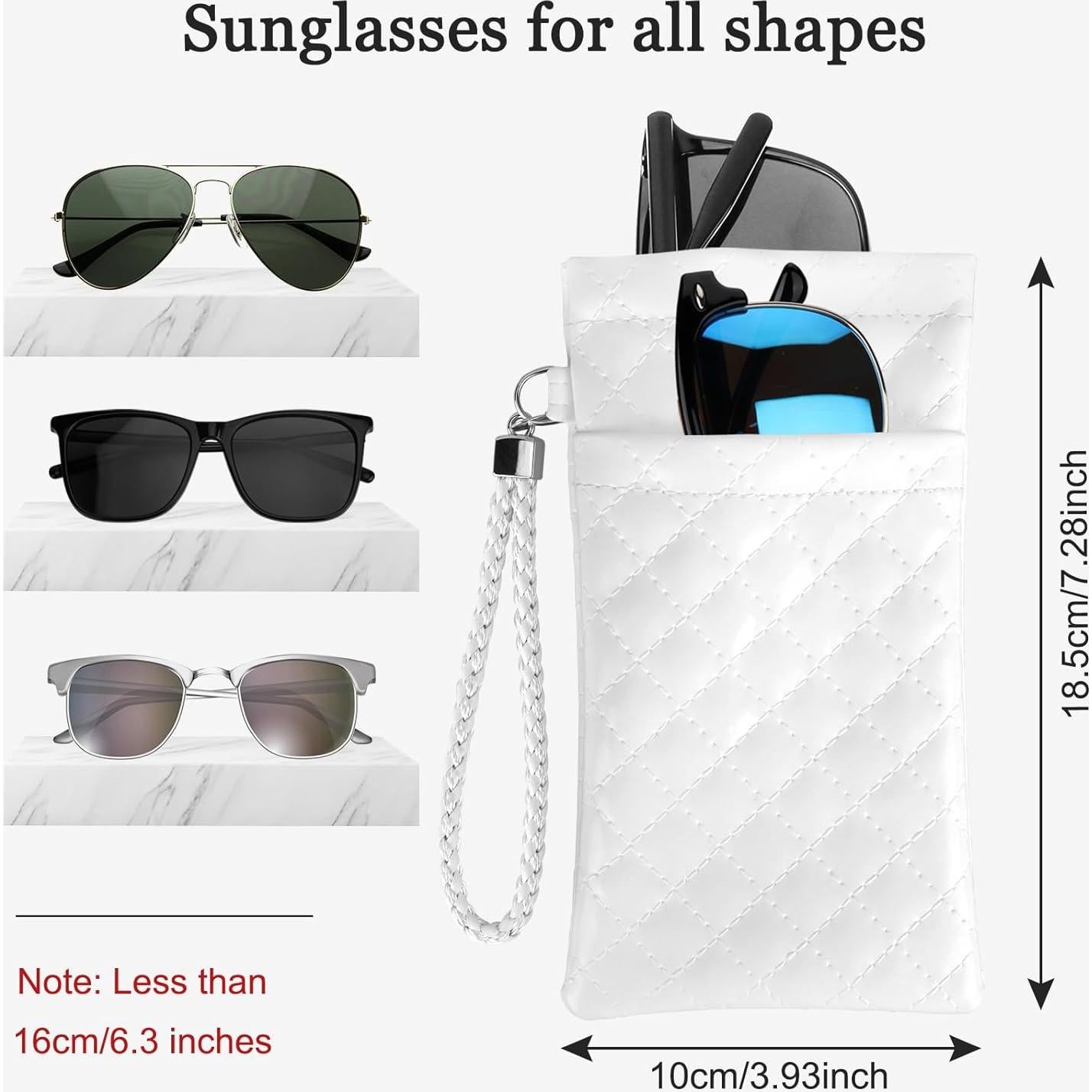 Estuche Doble para Gafas RayLove Cuero PU Blanco 18x9cm