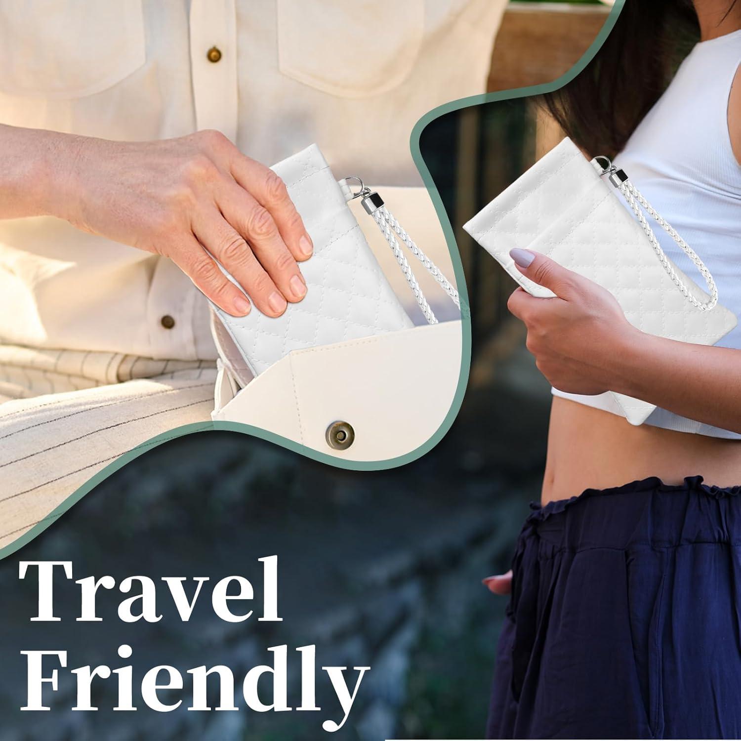 Estuche Doble para Gafas RayLove Cuero PU Blanco 18x9cm