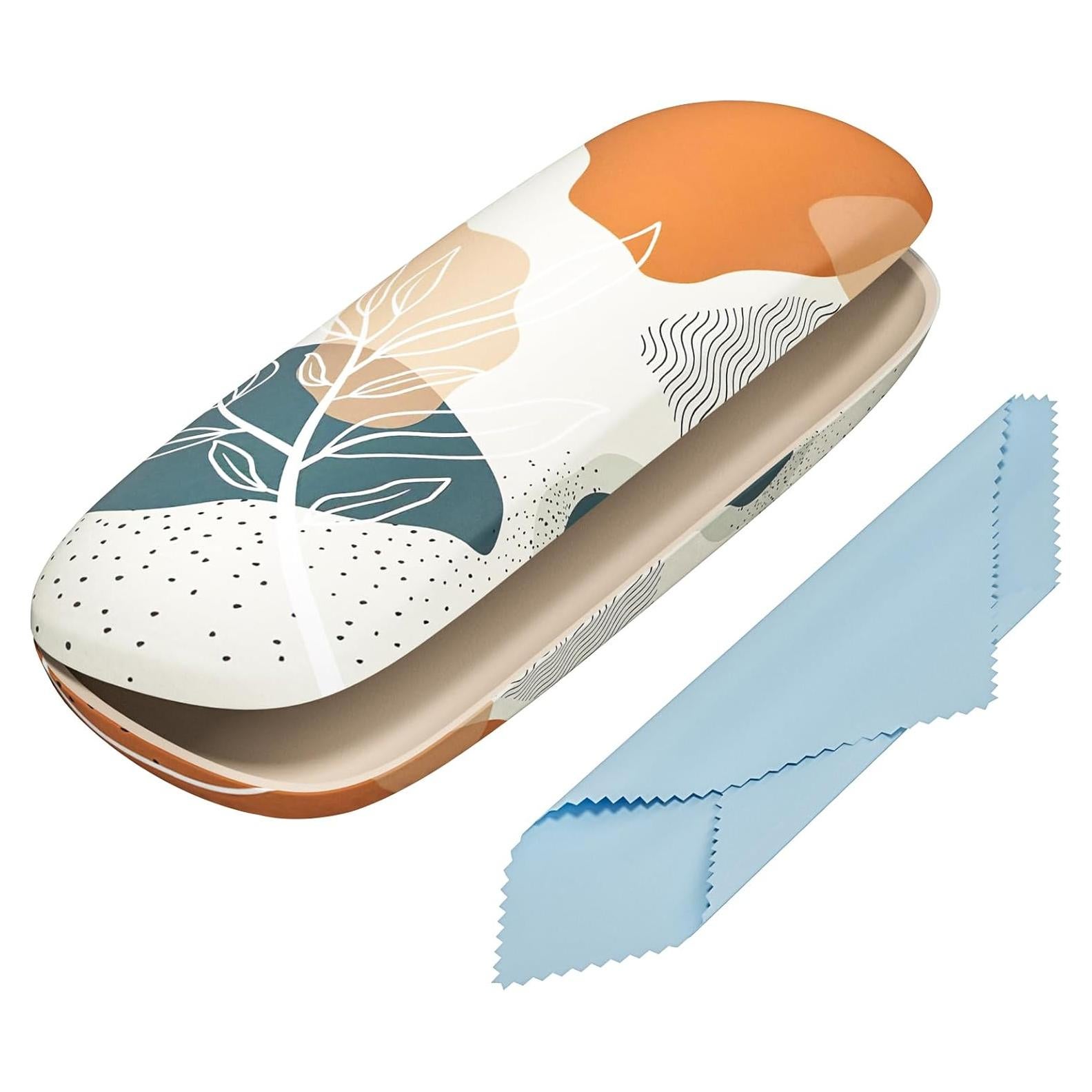 Estuche Duro para Gafas Hoja Boho con Paño de Limpieza