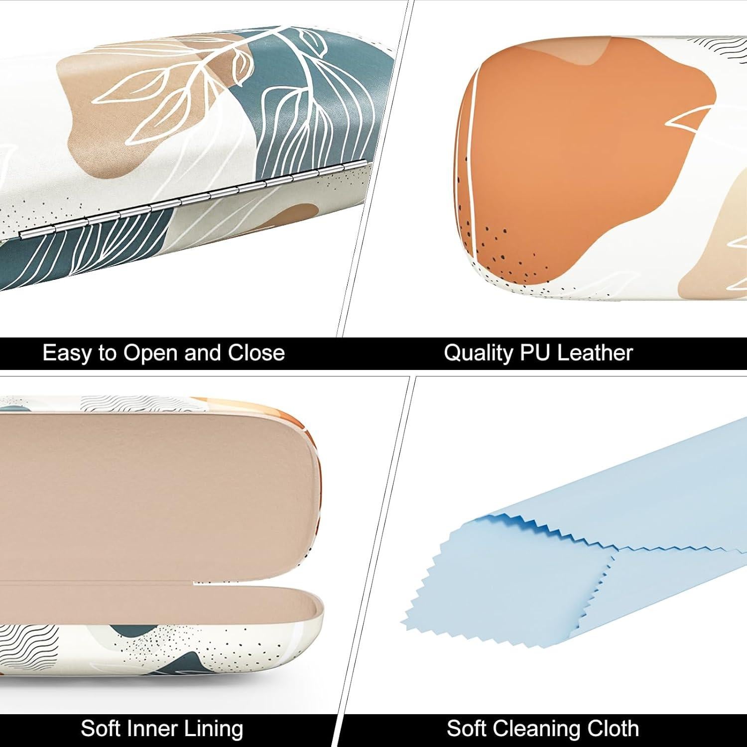 Estuche Duro para Gafas Hoja Boho con Paño de Limpieza