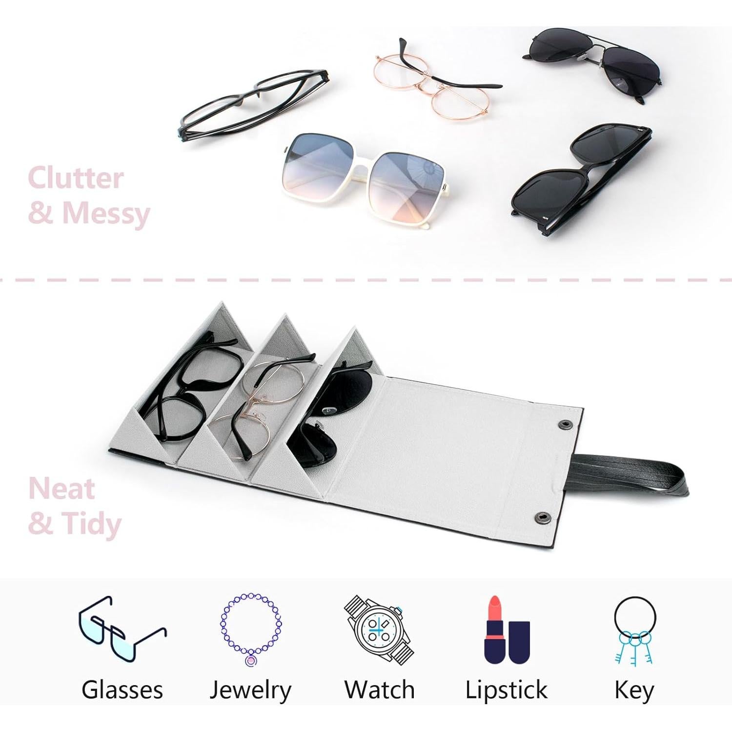 Estuche Plegable para Gafas de Sol - Negro - Organizador Multifuncional