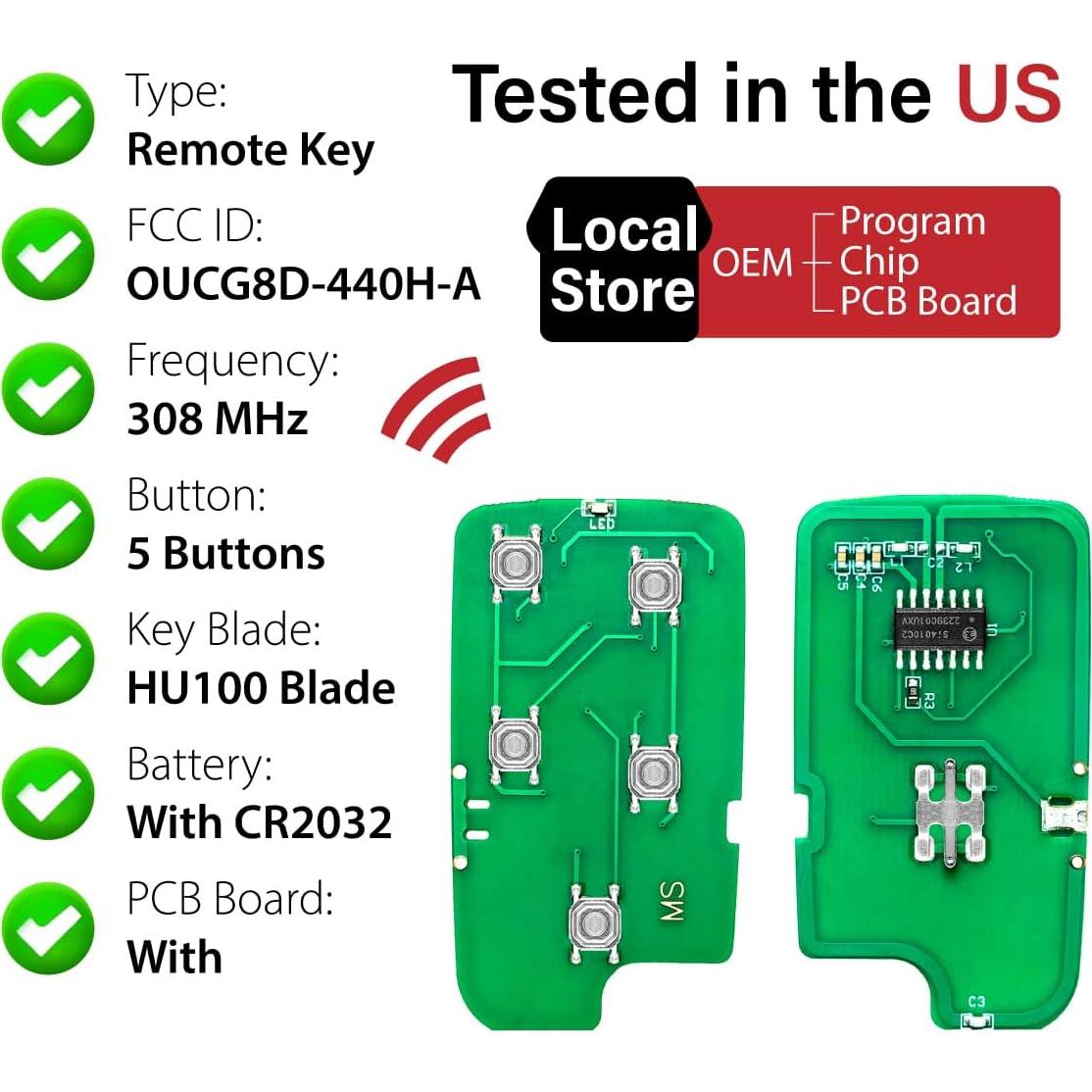 Control Remoto Llave Honda Odyssey 2001-2004 5 Botones