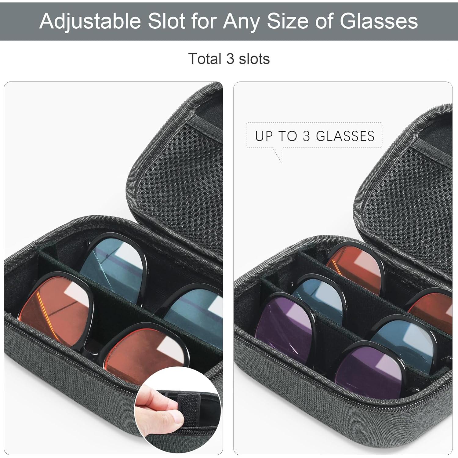 Estuche Organizador de Gafas Bukere 3 Compartimentos Gris