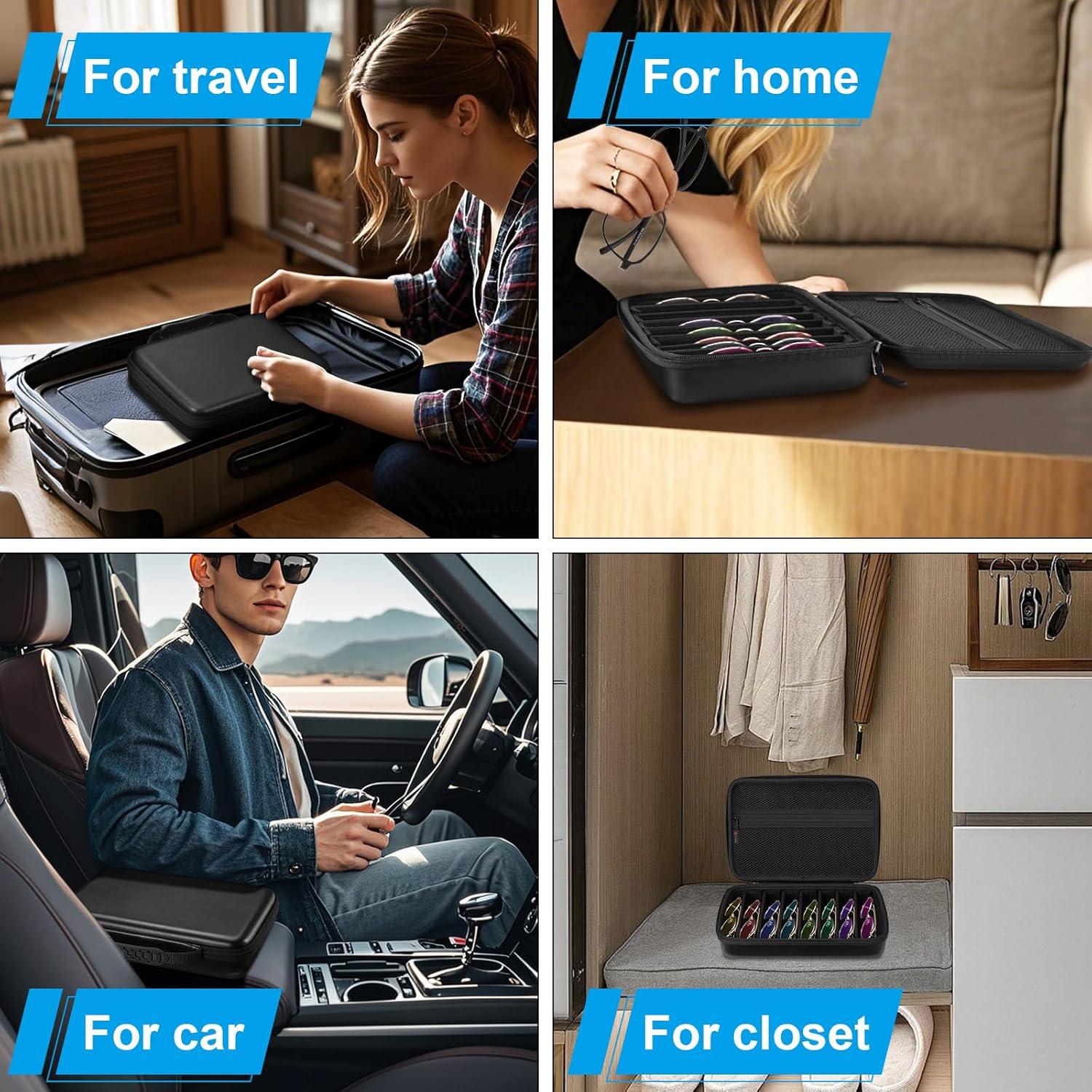 Organizador de Gafas Fintie 8 Compartimentos Negro Vintage