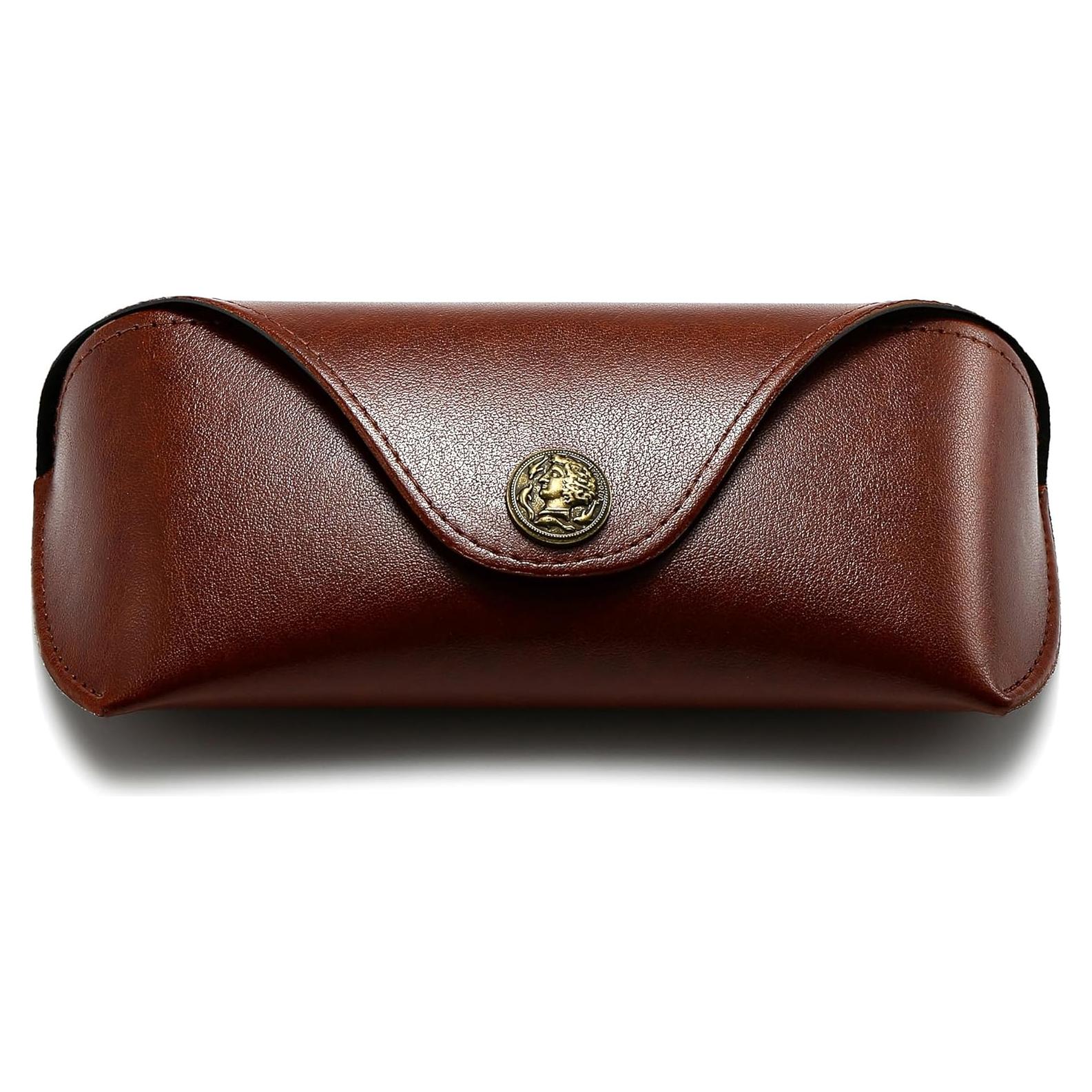 Estuche de Gafas SUNGAIT de Cuero Marrón - Delgado y Duradero