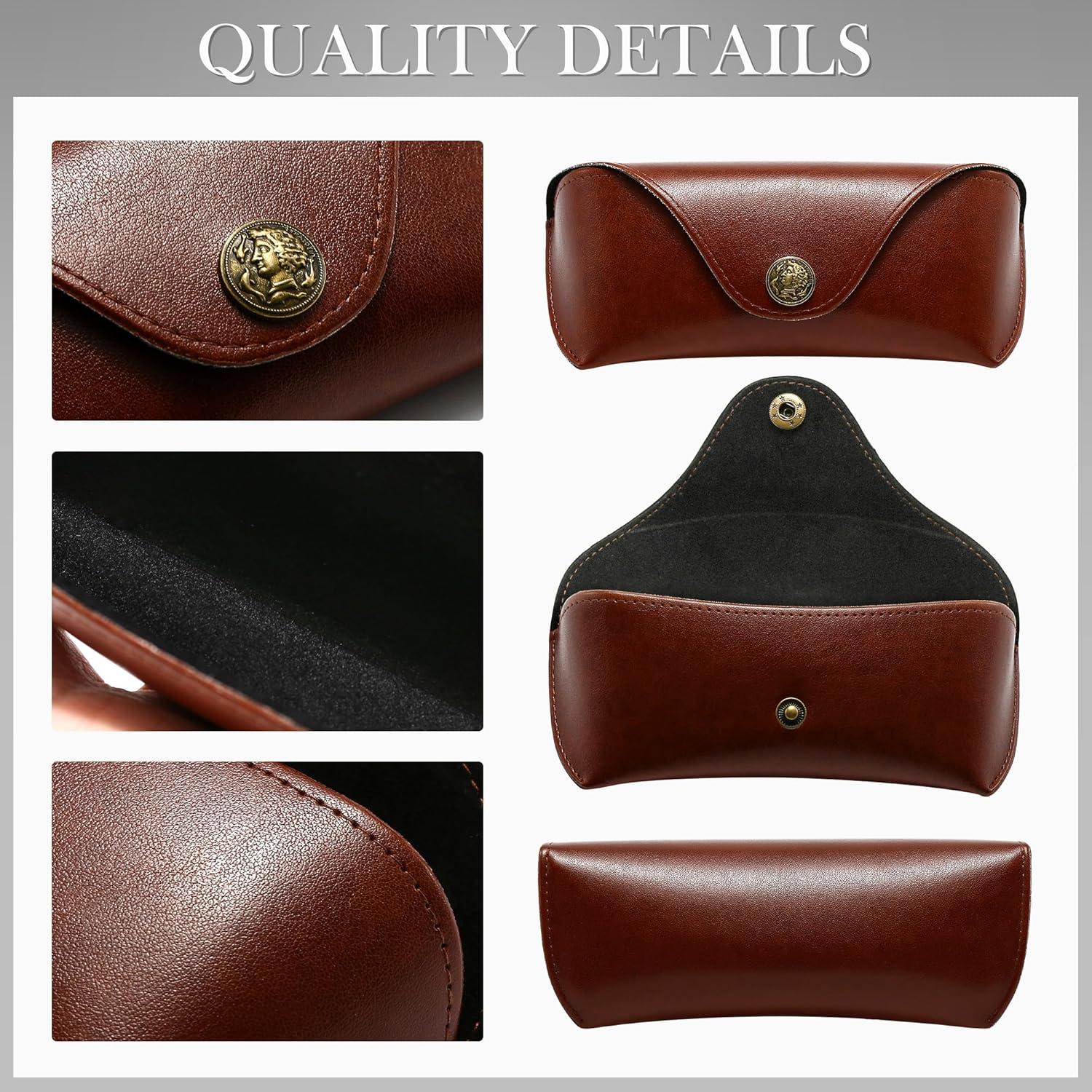 Estuche de Gafas SUNGAIT de Cuero Marrón - Delgado y Duradero