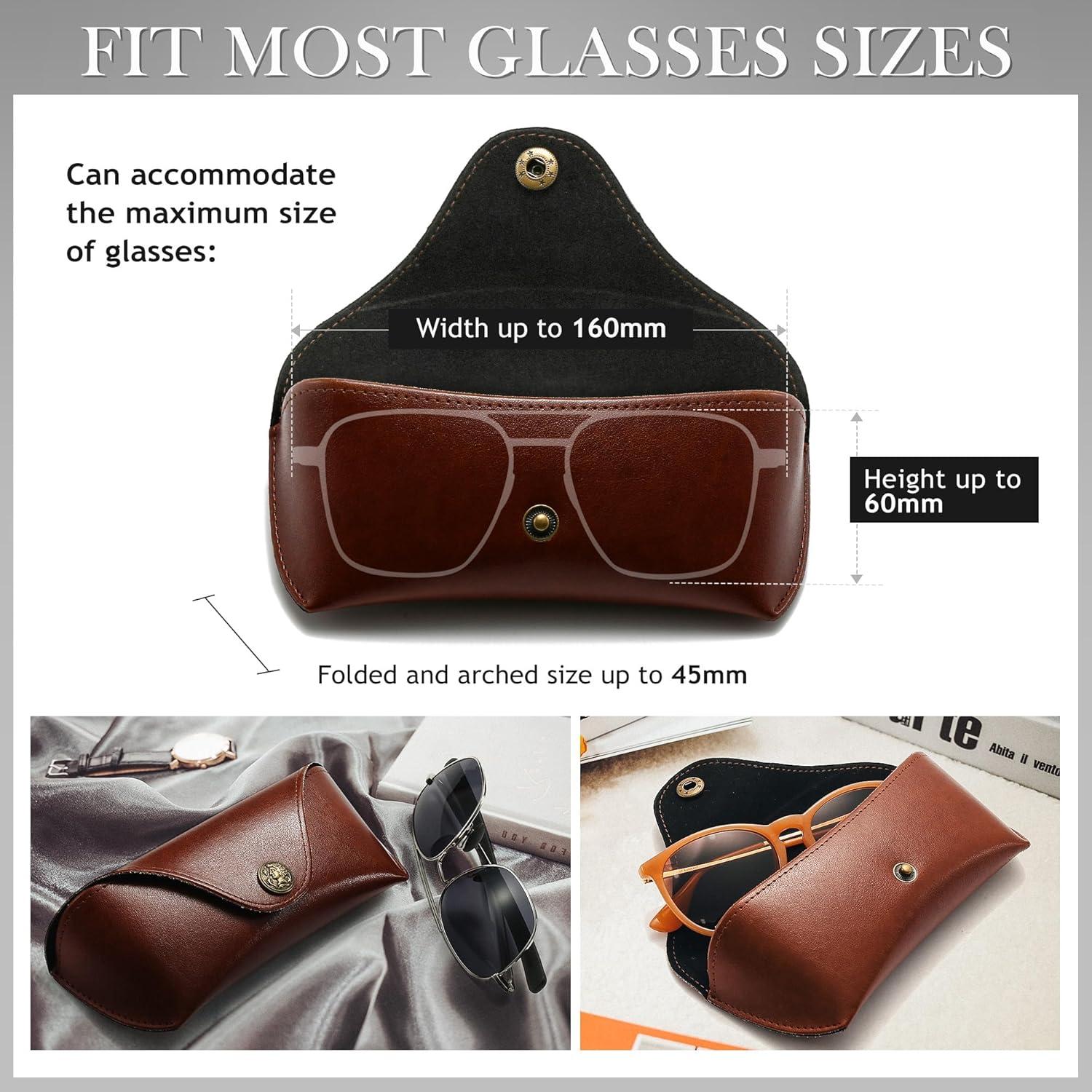 Estuche de Gafas SUNGAIT de Cuero Marrón - Delgado y Duradero