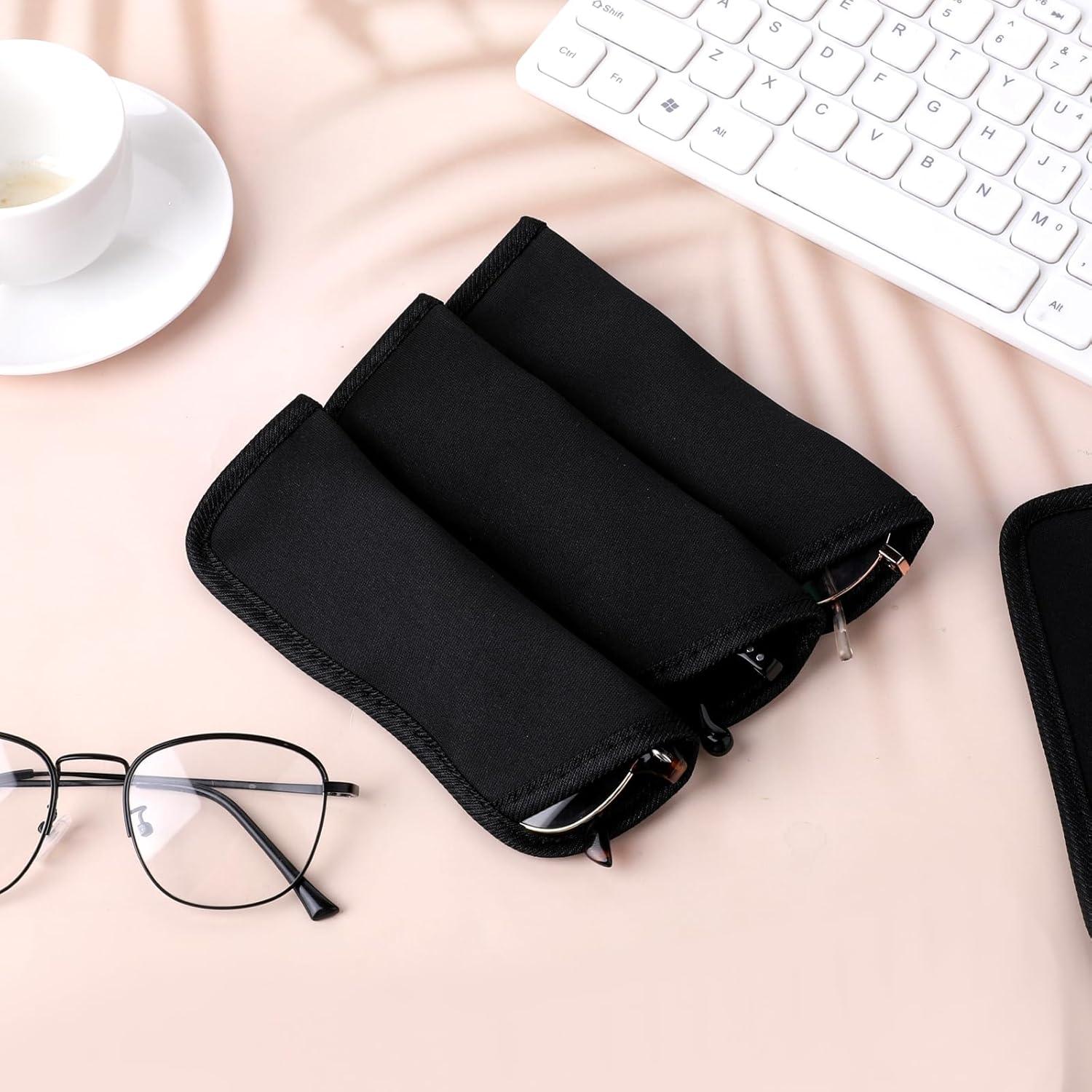 Paquete de 4 estuches suaves para gafas negras