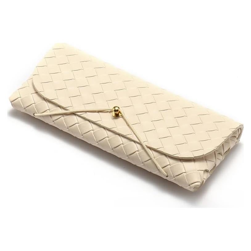 Estuche de Gafas de Cuero Elegante Blanco y Negro