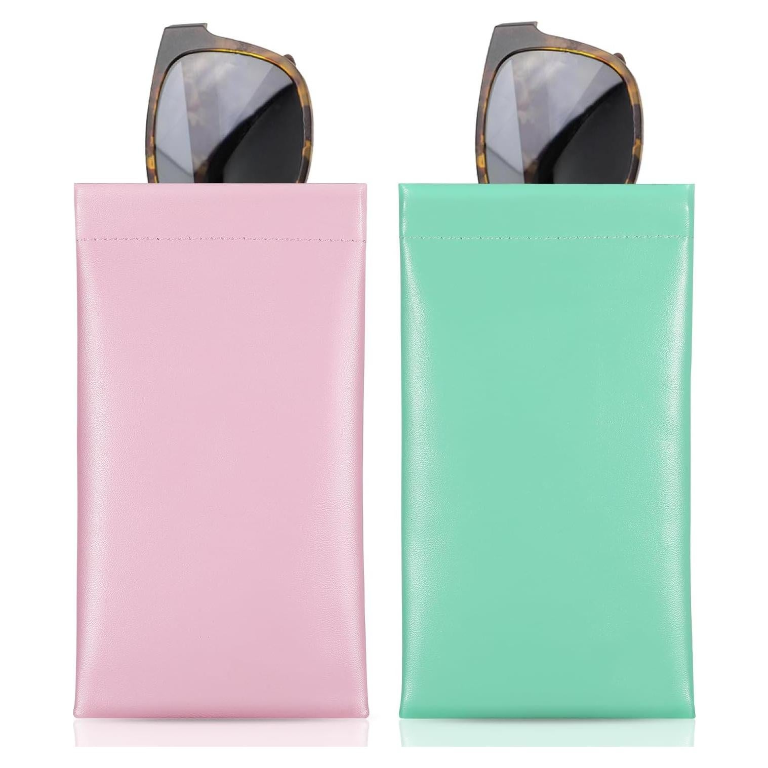 MoKo Funda de Gafas de Sol Cuero Suave Rosa y Verde Menta