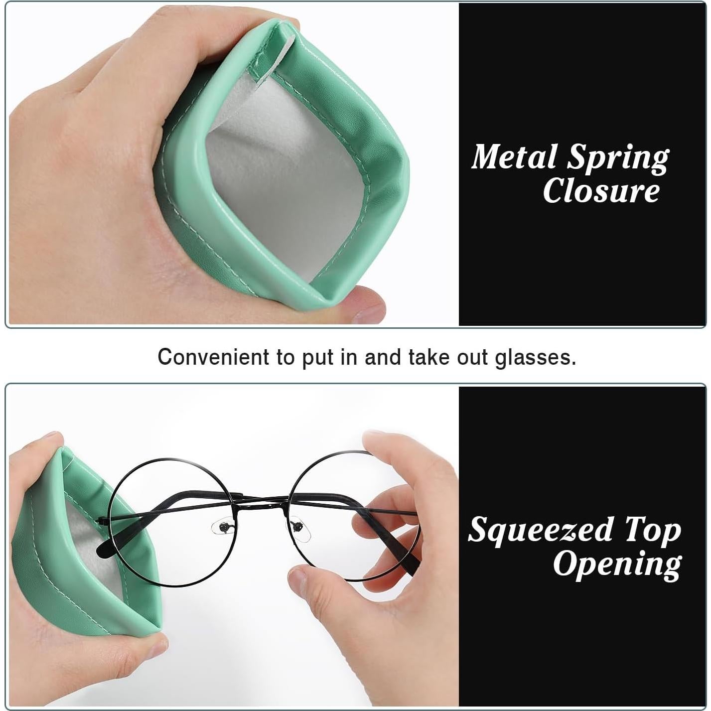 MoKo Funda de Gafas de Sol Cuero Suave Rosa y Verde Menta