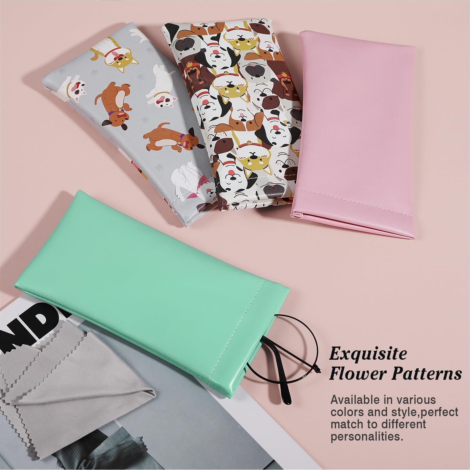 MoKo Funda de Gafas de Sol Cuero Suave Rosa y Verde Menta