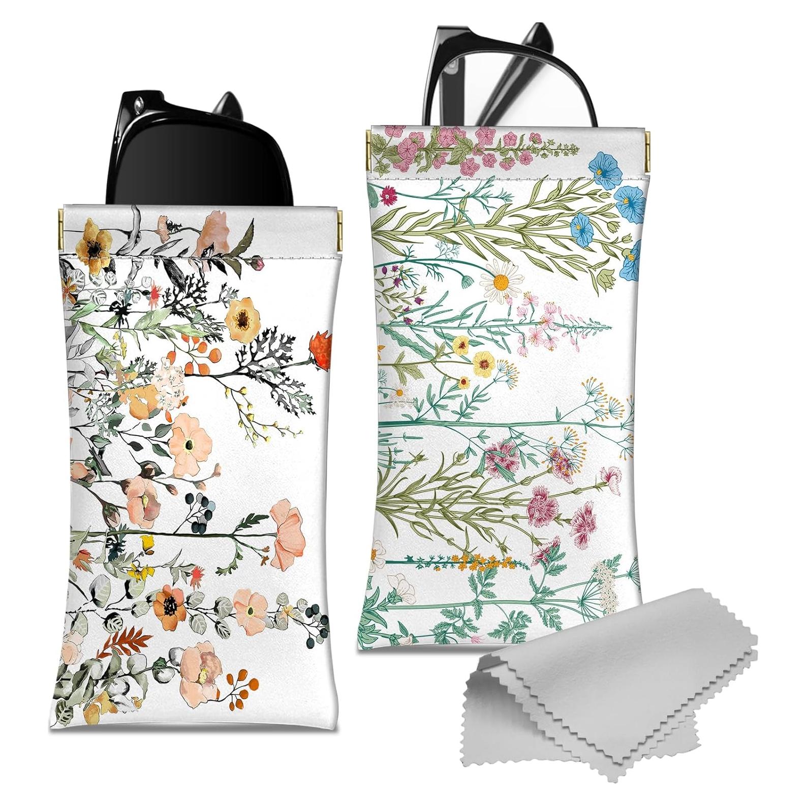 Estuche de Gafas 2 PCS Cuero PU con Paño de Limpieza