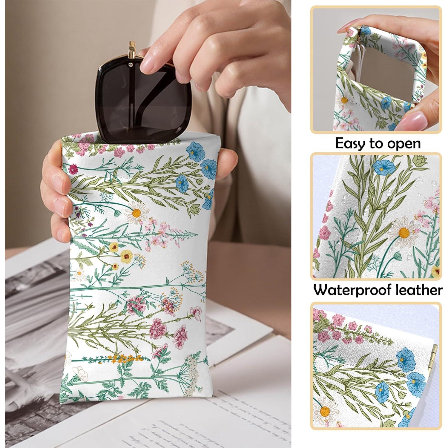 Estuche de Gafas 2 PCS Cuero PU con Paño de Limpieza