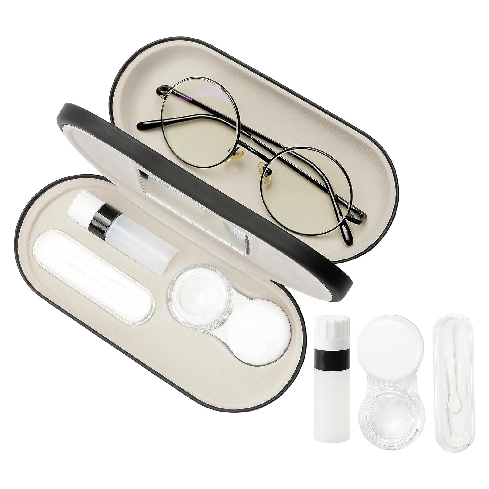 Estuche para Gafas Cauyuan 2 en 1 con Espejo y Portátil