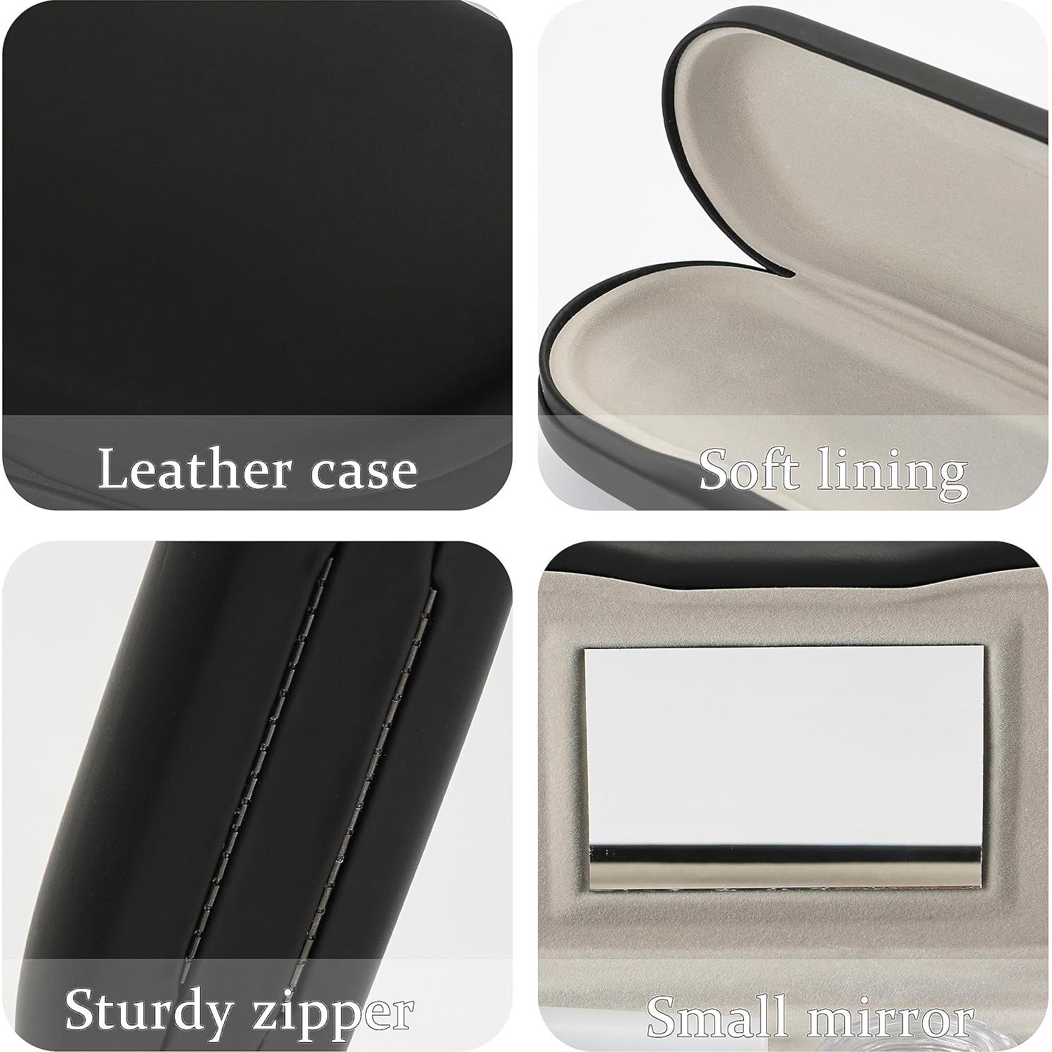 Estuche para Gafas Cauyuan 2 en 1 con Espejo y Portátil