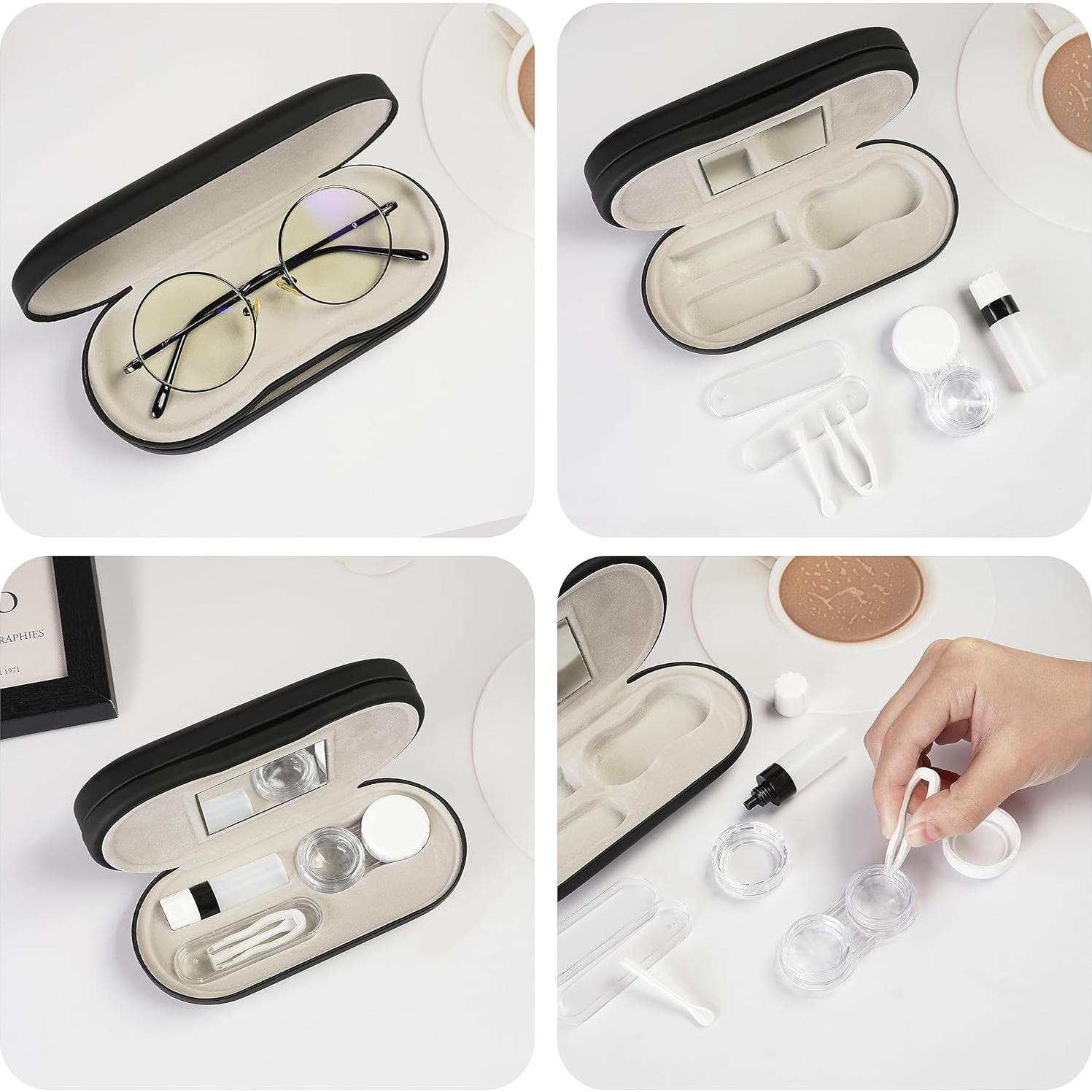 Estuche para Gafas Cauyuan 2 en 1 con Espejo y Portátil