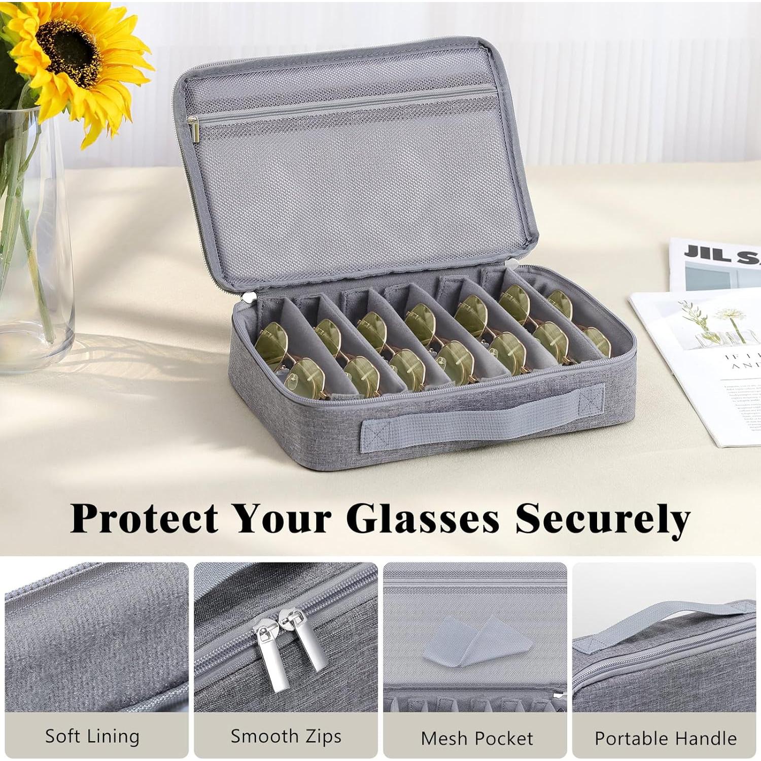 Estuche Organizador de Gafas MoKo Gris 7 Ranuras Ajustable