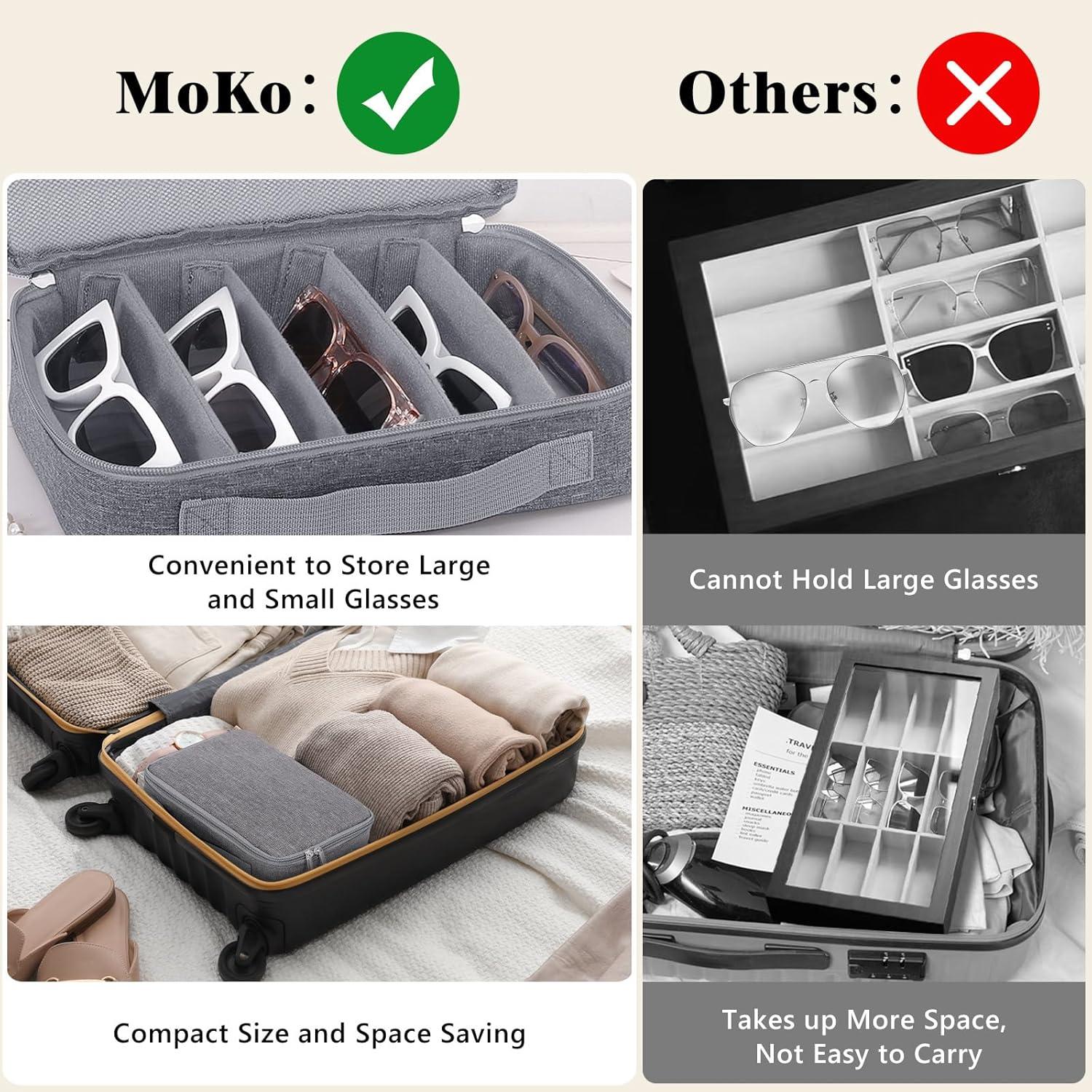 Estuche Organizador de Gafas MoKo Gris 7 Ranuras Ajustable