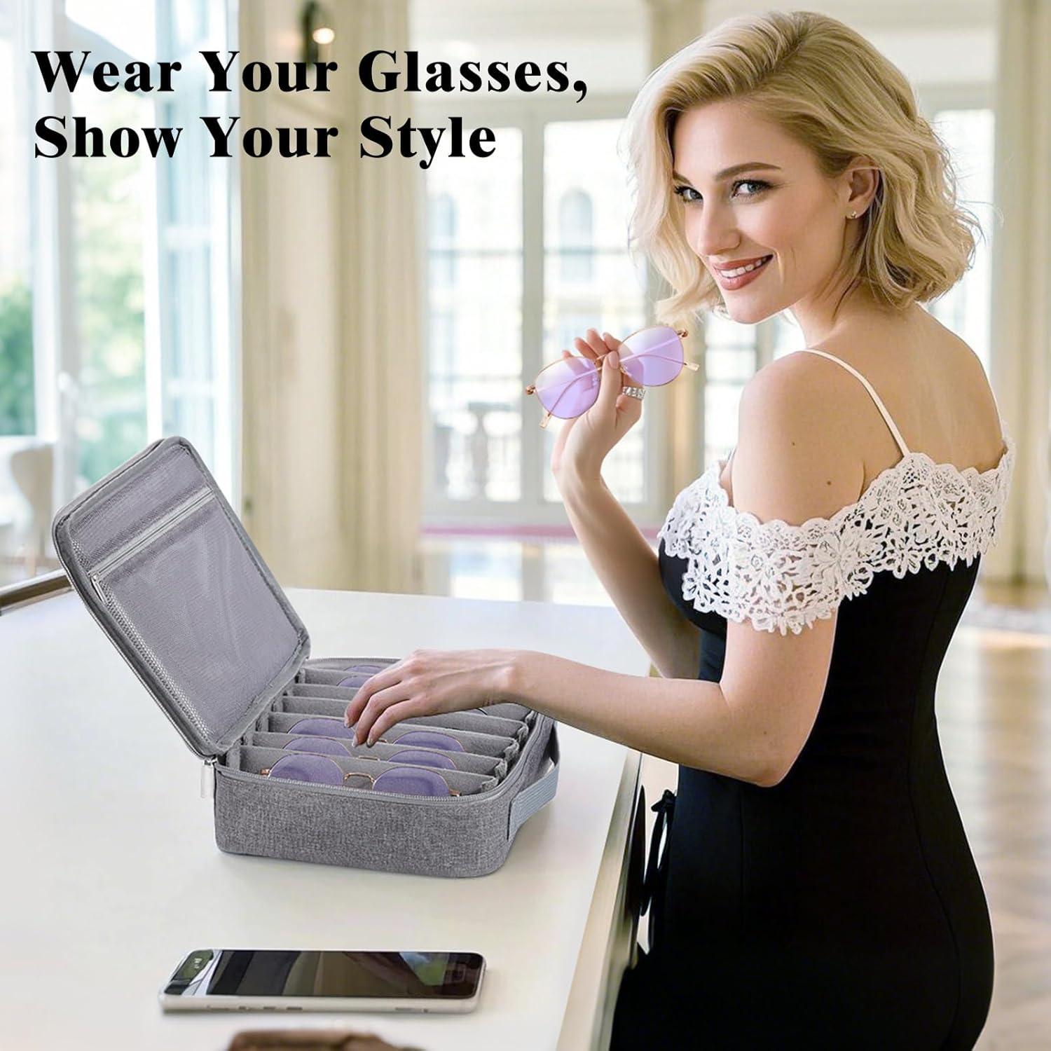 Estuche Organizador de Gafas MoKo Gris 7 Ranuras Ajustable
