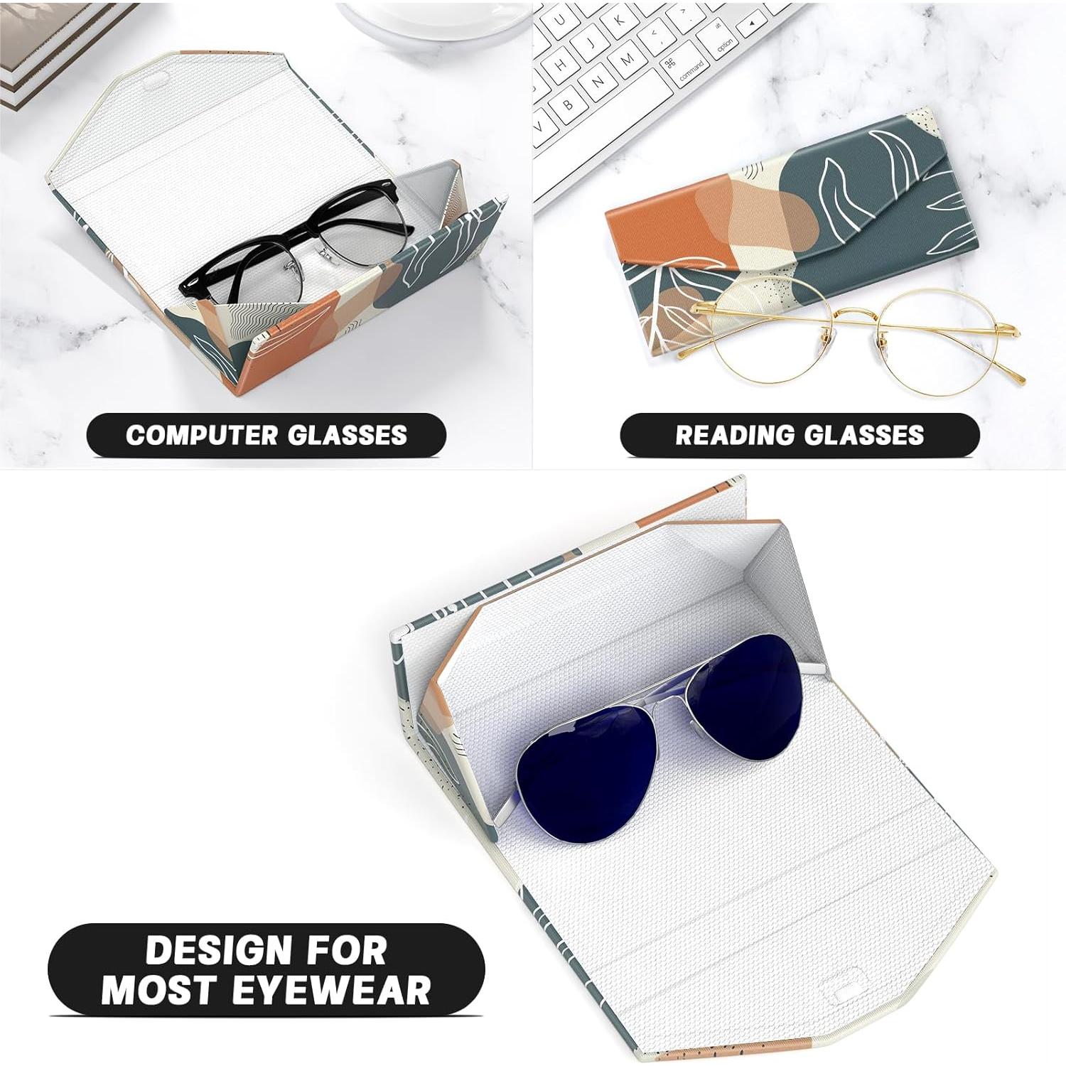 Estuche Plegable para Gafas PU Magnético Unisex - Hoja Boho