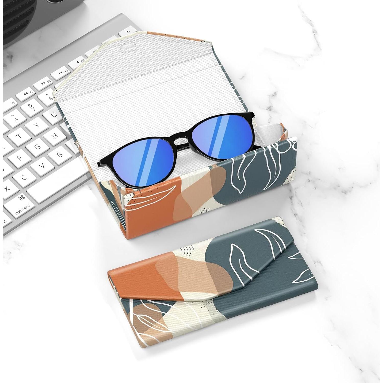 Estuche Plegable para Gafas PU Magnético Unisex - Hoja Boho