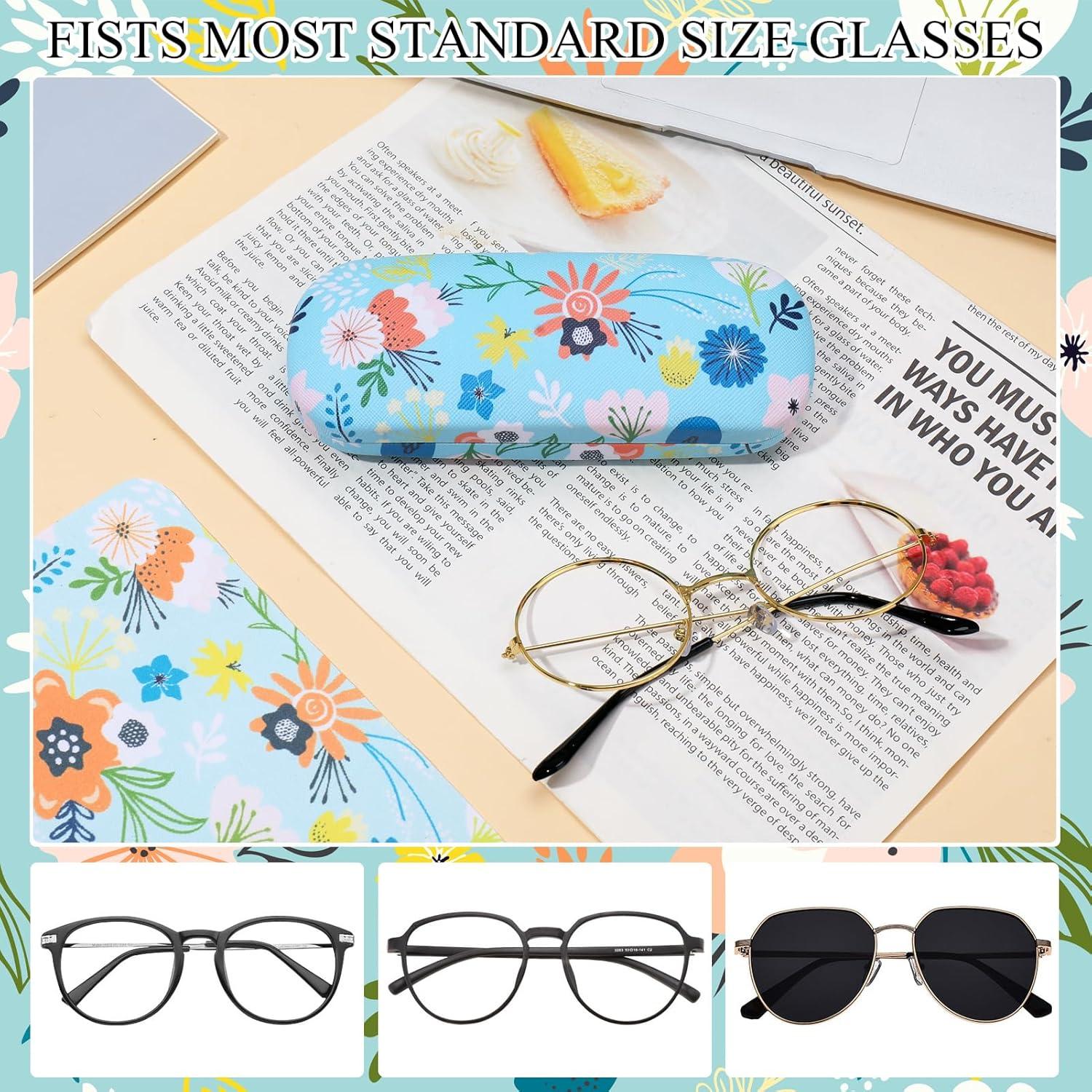 Estuche Duro para Gafas Unisex Floral con Paño de Limpieza