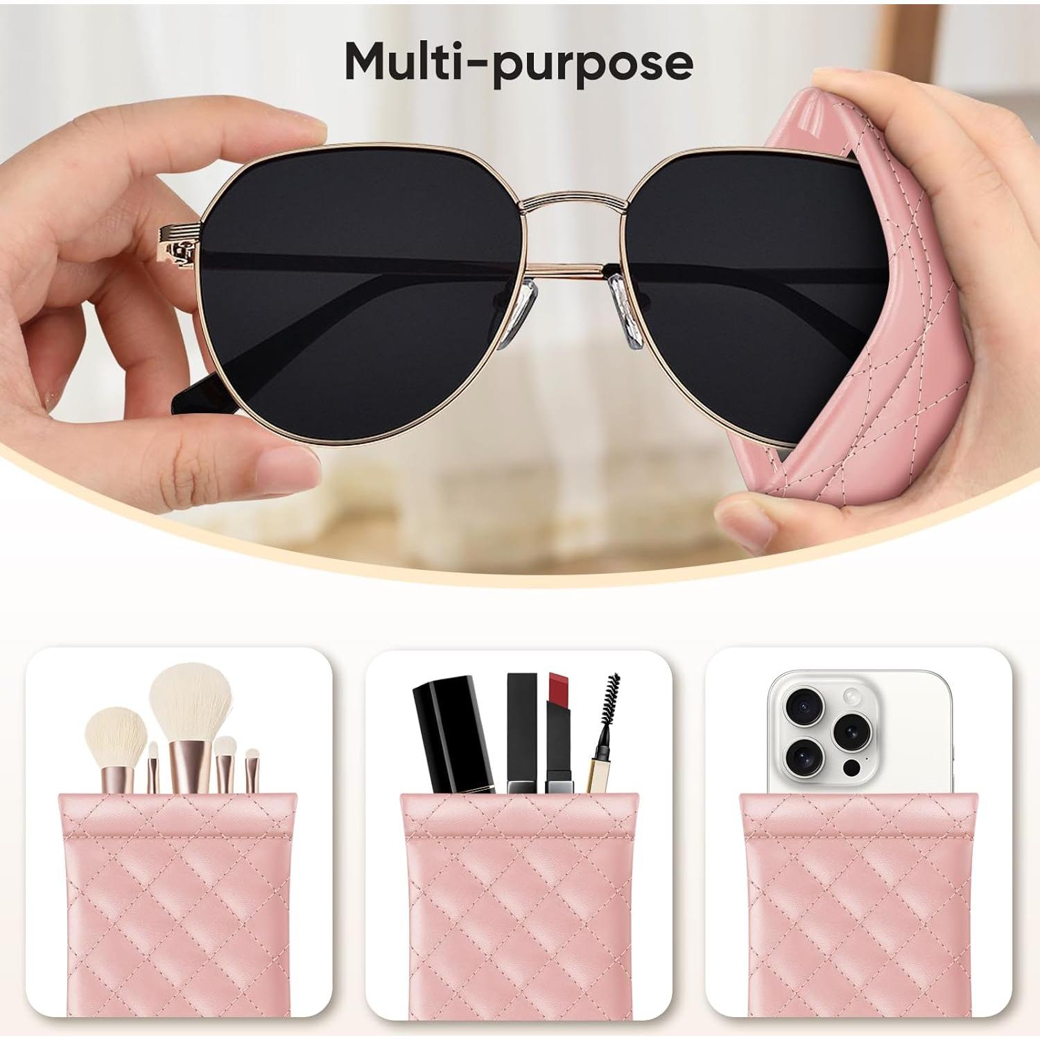 Funda para Gafas Fintie Rosa con Paño de Limpieza