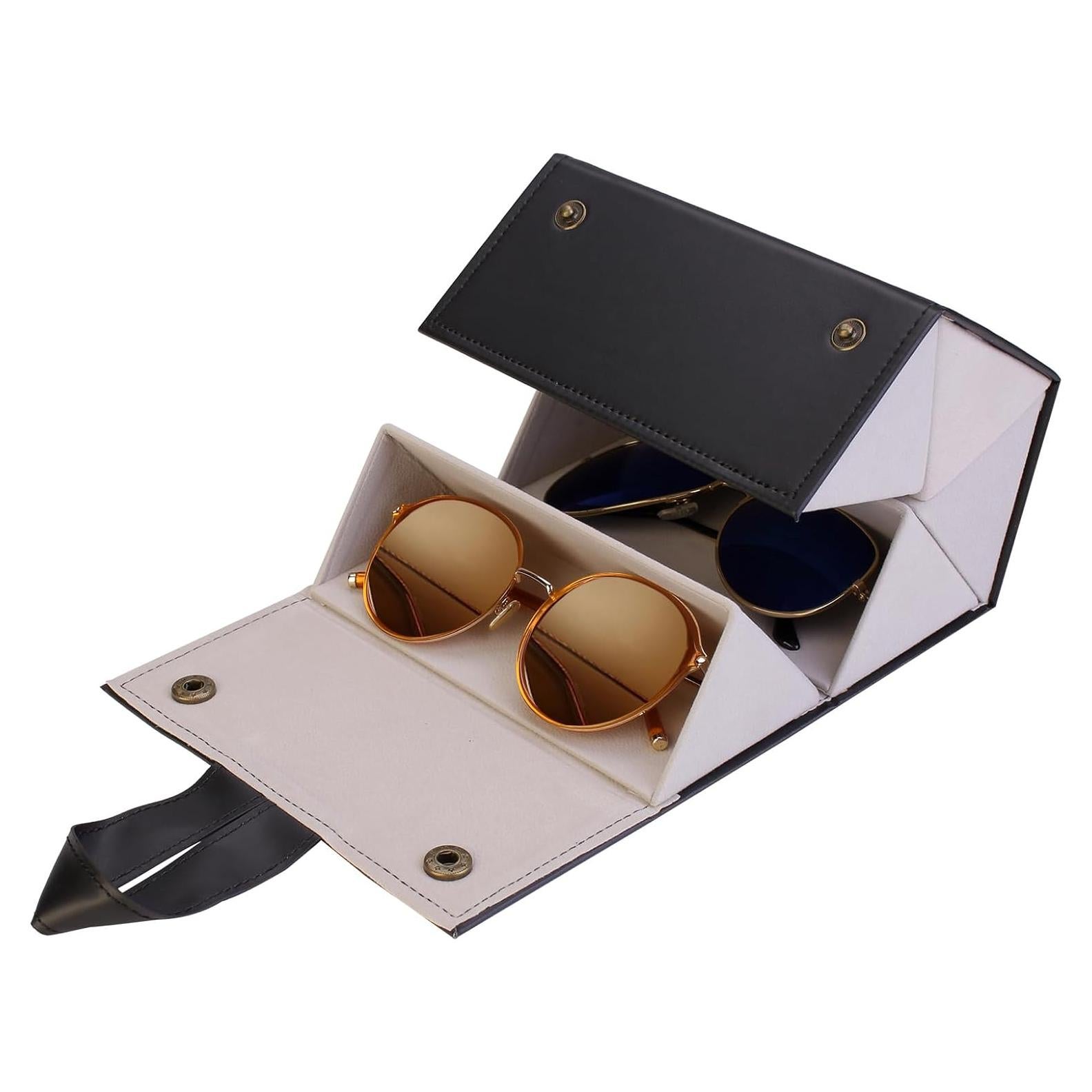 Organizador de Gafas de Sol Múltiple Cuero PU Plegable 5 Compartimentos