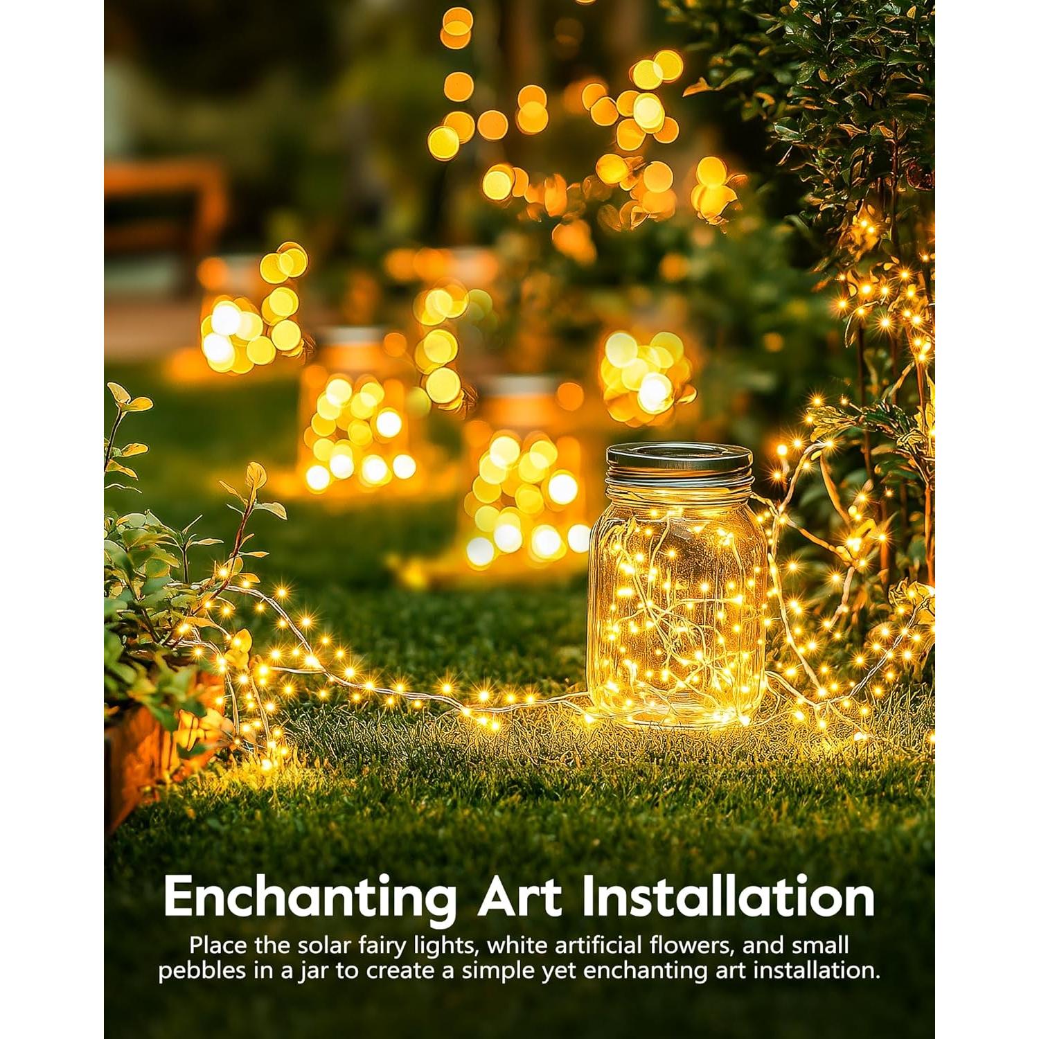 Luces de Cadena Solares Brightown 2.99m 120 LED IP65 Blanco Cálido