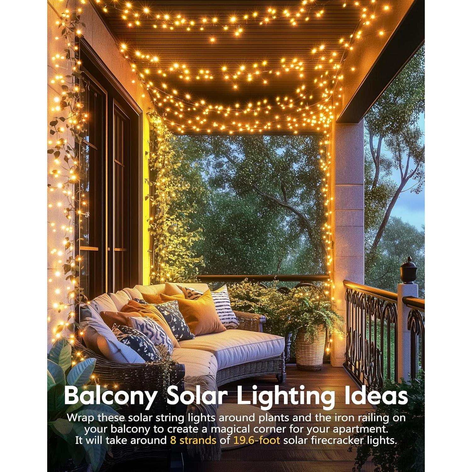 Luces de Cadena Solares Brightown 2.99m 120 LED IP65 Blanco Cálido