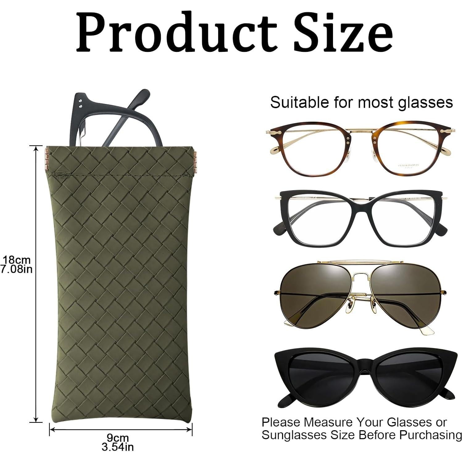 Estuche de Gafas 2 PCS Cuero PU Verde para Hombres y Mujeres