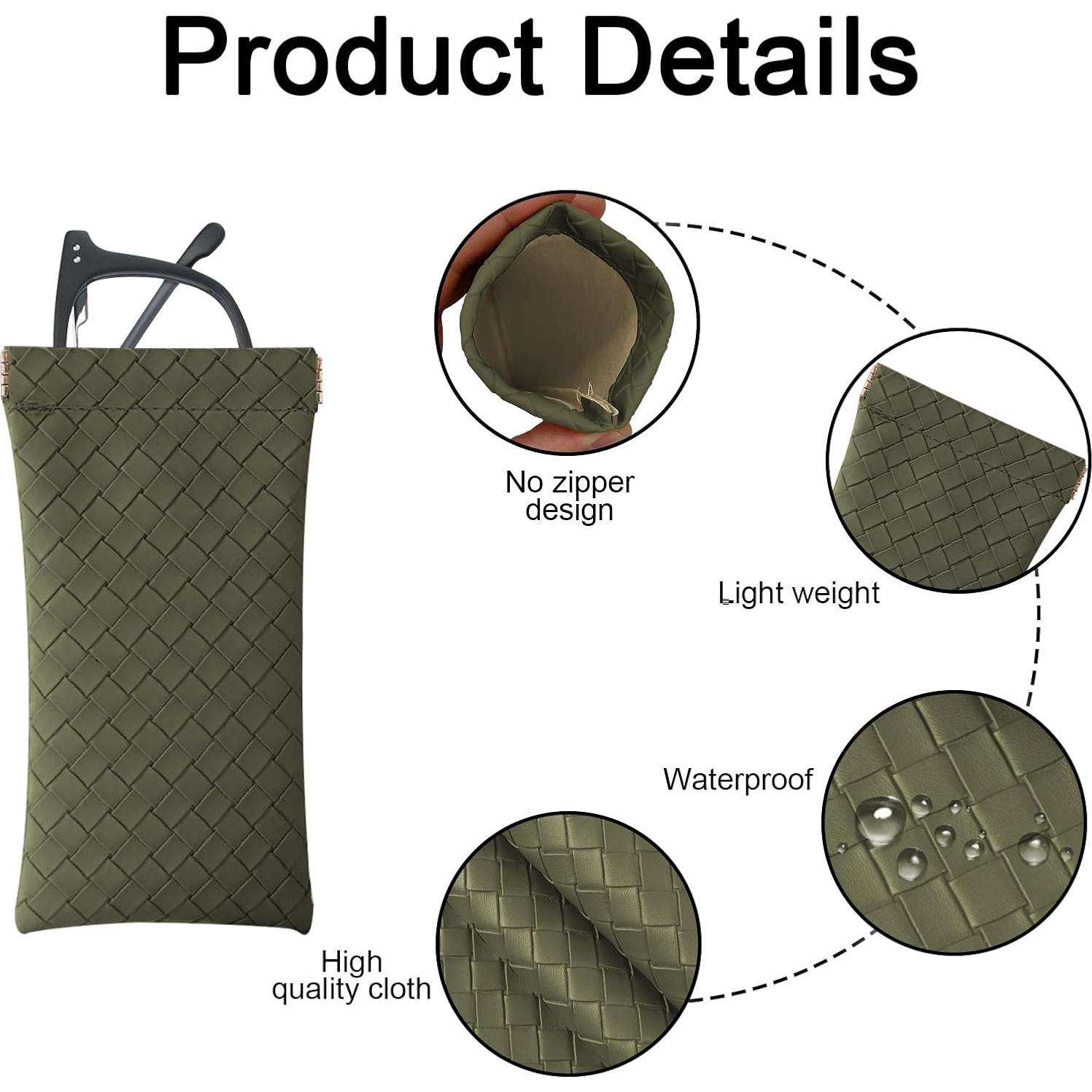 Estuche de Gafas 2 PCS Cuero PU Verde para Hombres y Mujeres