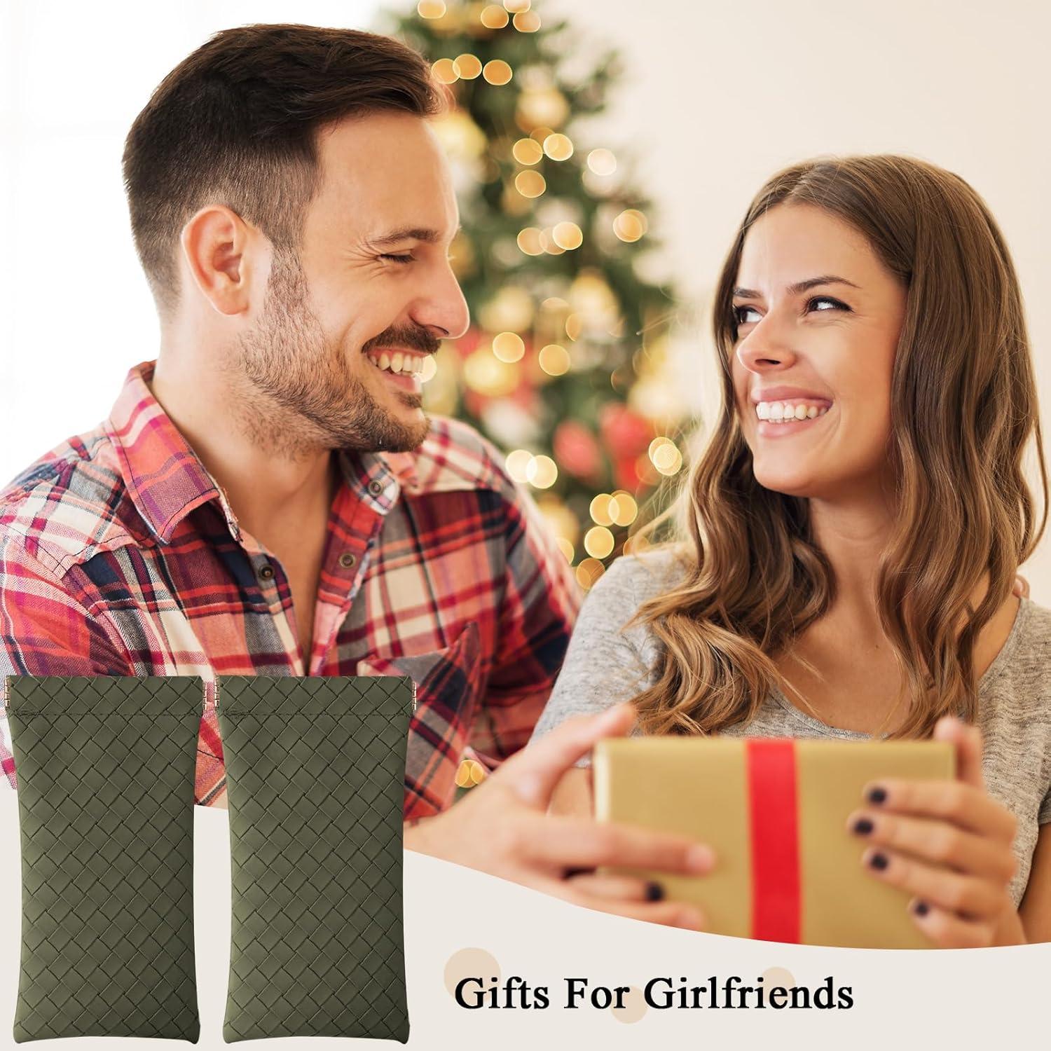 Estuche de Gafas 2 PCS Cuero PU Verde para Hombres y Mujeres